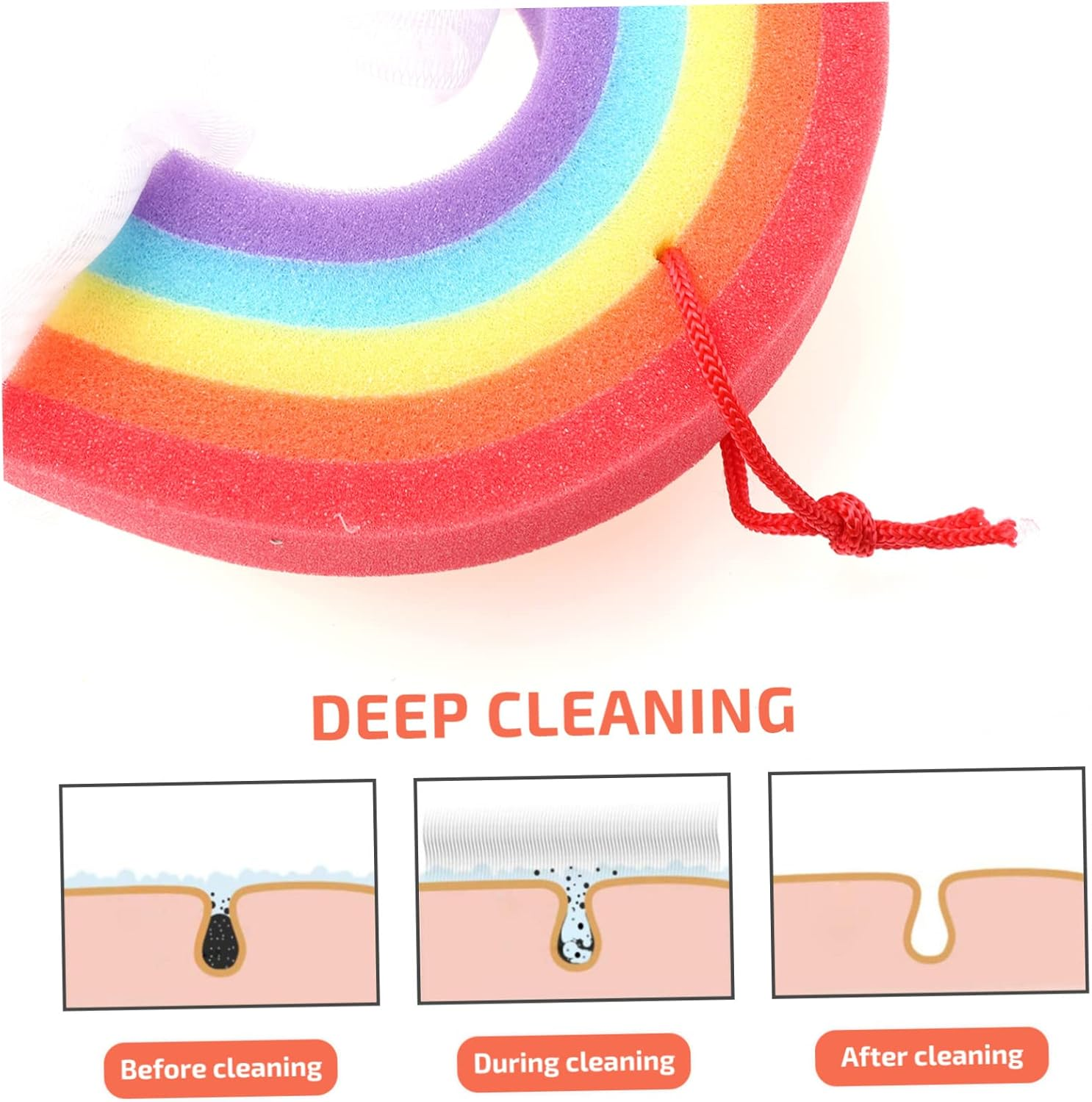 MERRYHAPY 2Pcs Rainbow Bath Flowers Bubble Forming Bath Wipes for Boys and Girls Creative Skin Scrubber image number 5