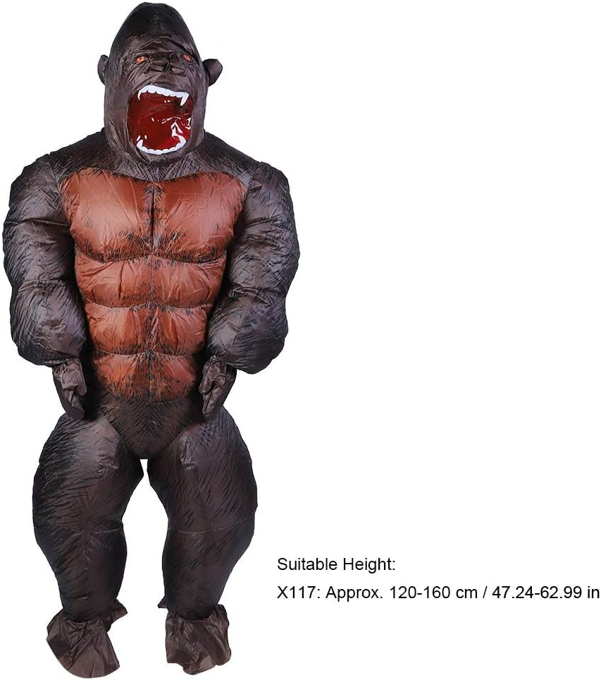 Inflatable Halloween Costume, Gorilla Costume Inflatable King Kong Costume Adult Gorilla Blow up Mascot Suit with Air Blower, Full Body Naughty Funny Costume for Halloween image number 2
