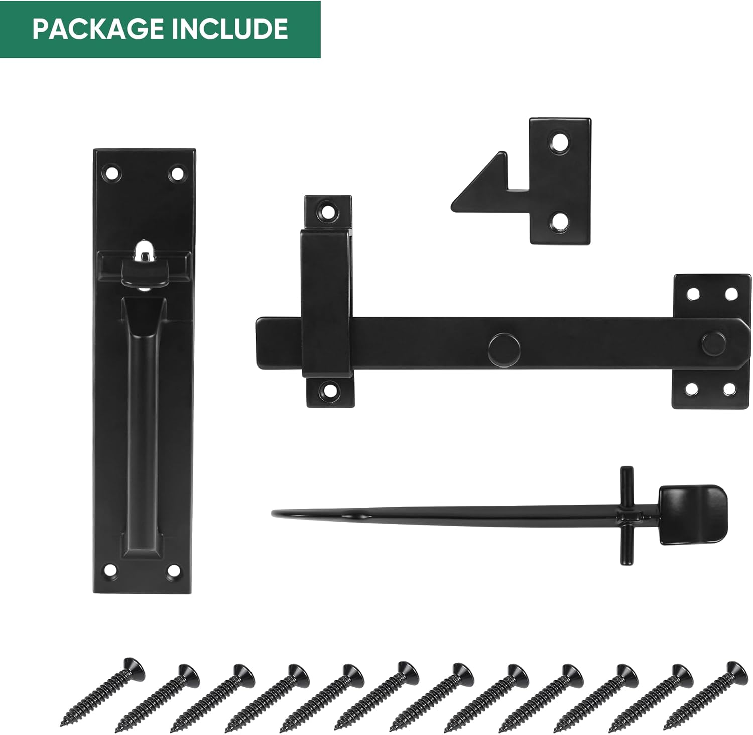 JUBEST Heavy Duty Gate Latch, Two Sided Gate Latch, Gate Latches for Outdoor Fence, Wooden Gates, Pool Gate, Backyard, Garden, Black image number 6