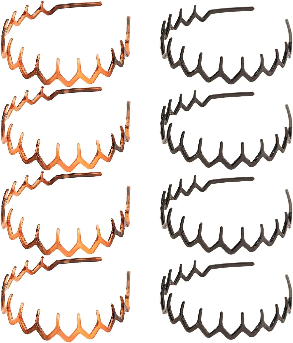 8-Piece Zigzag Anti-Slip Headband, Classic and Fashionable, Simple Headband for Men and Women, Multifunctional Face Headband, Solid Accessories with Fixed Bang.