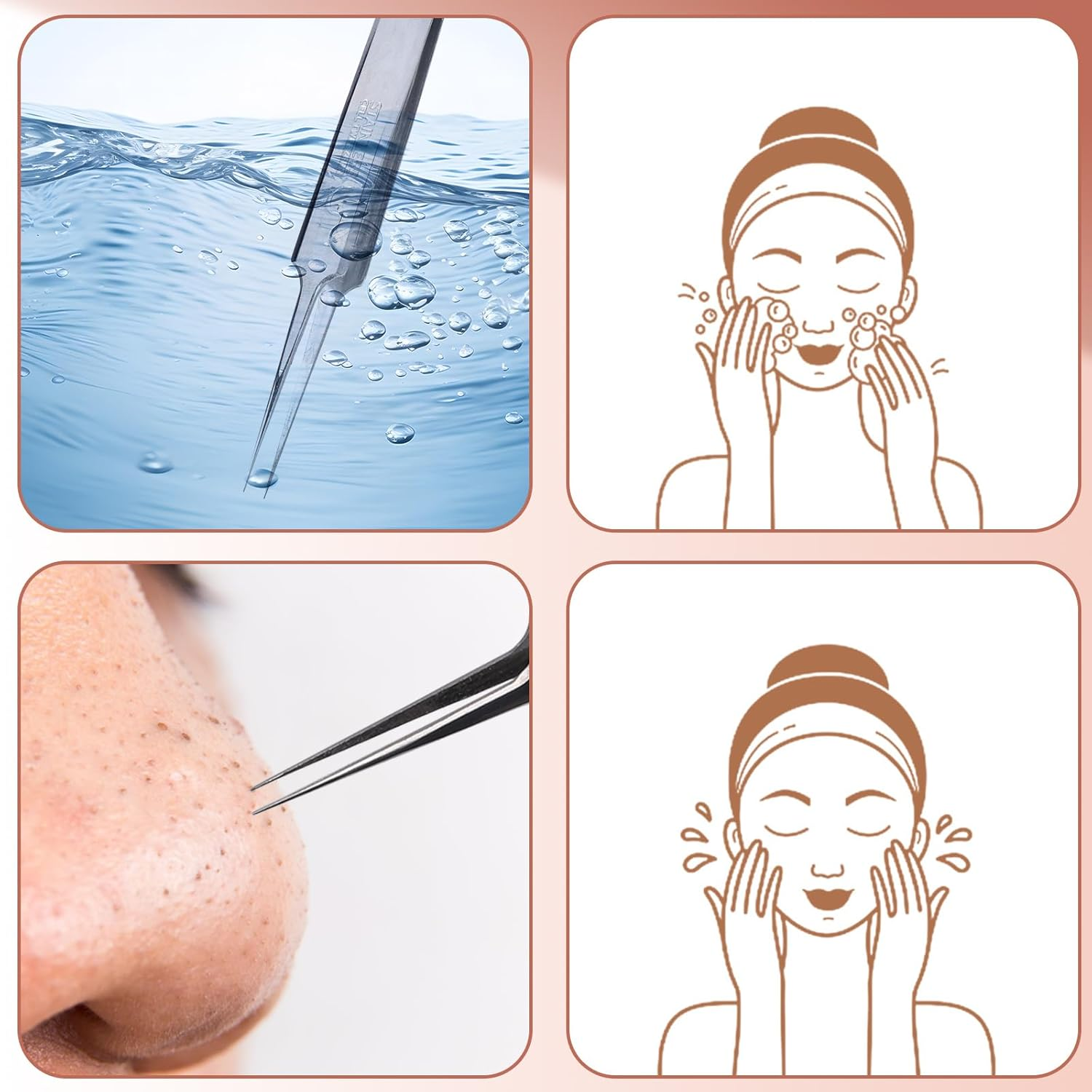 Lasuroa 7Pcs Pimple Popper Tool Kit, Blackhead Remover Tool Stainless Steel Comedone Extractor Blackhead Tweezers for Face Nose Cleaning image number 5