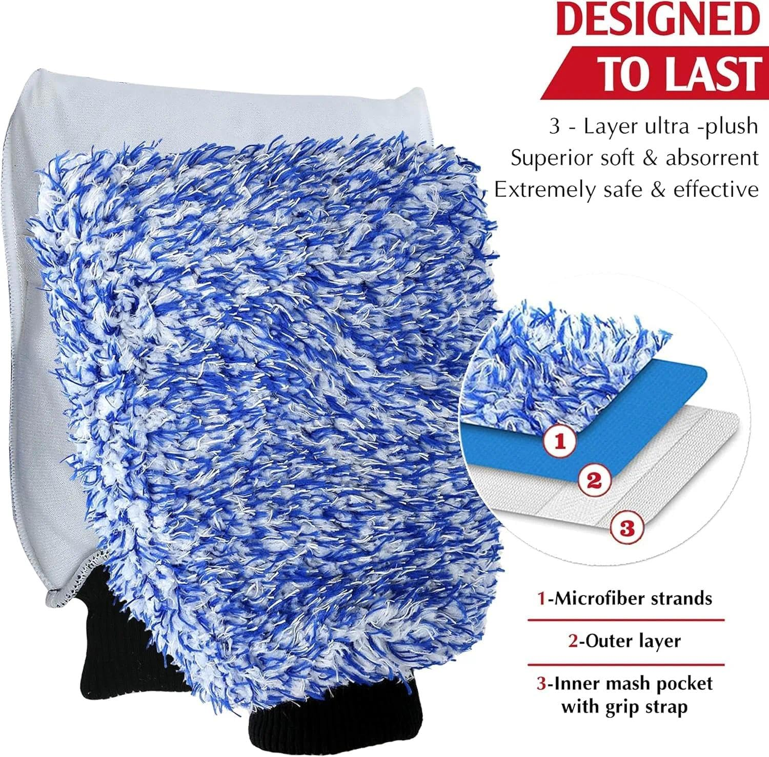 New Car Wash Mitt By, 2 Pack Premium Cyclone Microfiber Washing Gloves, Holds Tons of Sudsy Water for Effective Washing, Machine Washable, Lint Free, Scratch Free image number 4