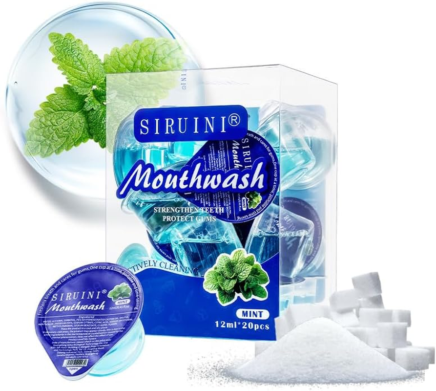 Mint Mouthwash, Fresh Breath, 20Pack Single-Use Sachets, 10Ml