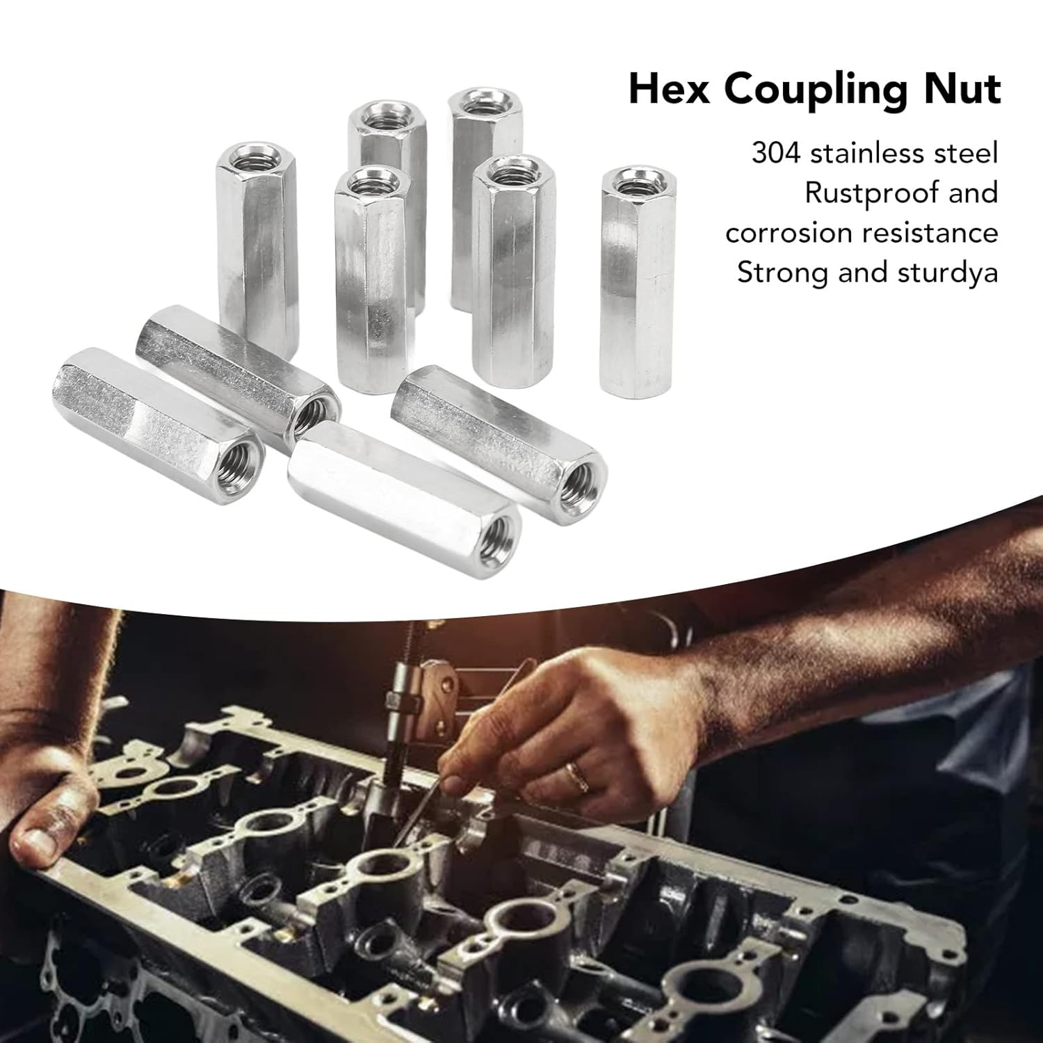 Threaded Rod Connector, 25Mm Length, 20Pcs 304 Stainless Steel M5X0.8 Hex Coupling Nut Corrosion for Replacement