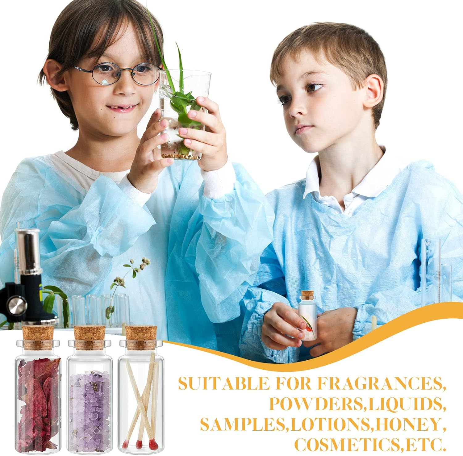 Gerrii 100 Pcs 30 Ml Mini Glass Bottles with Wood Cork Stoppers, Mini Glass Vials Small Clear Bottles Wishing Message Spell Potion Tiny Jars Sand Art for Decoration Wedding DIY Favor image number 6