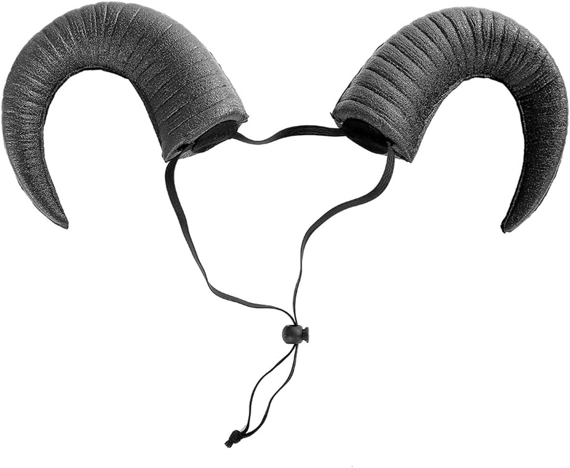Gothic Black Horn Halloween Costume for Men Women Ram Sheep Horn Headband Hoop Cosplay Devil Horn Headwear Hair Band