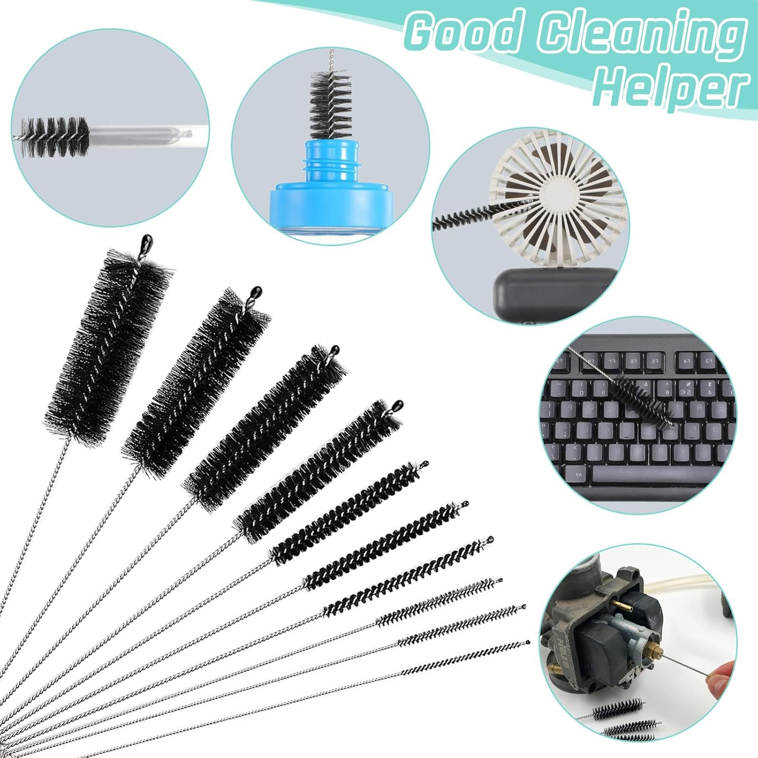 18 Pieces Thin Bottle Brush Sponge Set, Bottle Cleaner Brush Sponge Brush Bottle Sponge Cleaning Brush Bottle Brush Baby Small Brushes for Cleaning All Drinking Straws image number 4