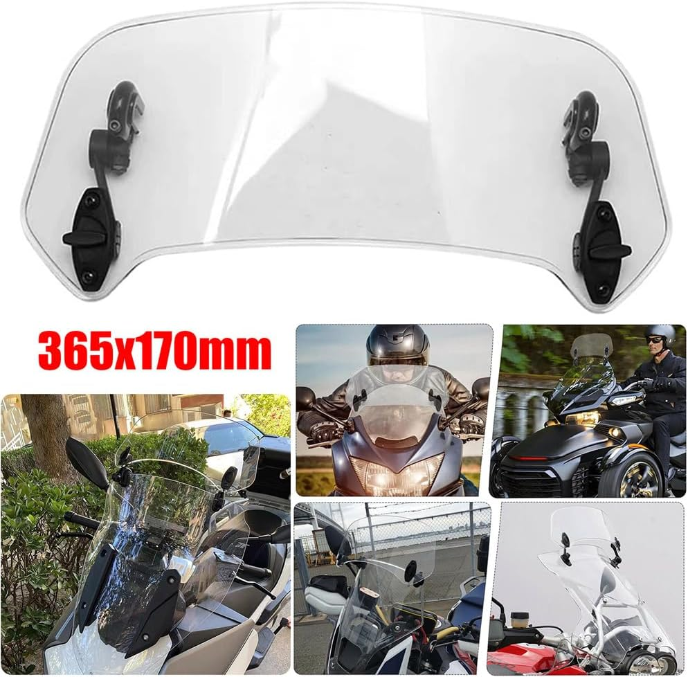 Motorcycle Motorbike Clip on Windshield Wind Screen Deflector Extension Spoiler image number 6
