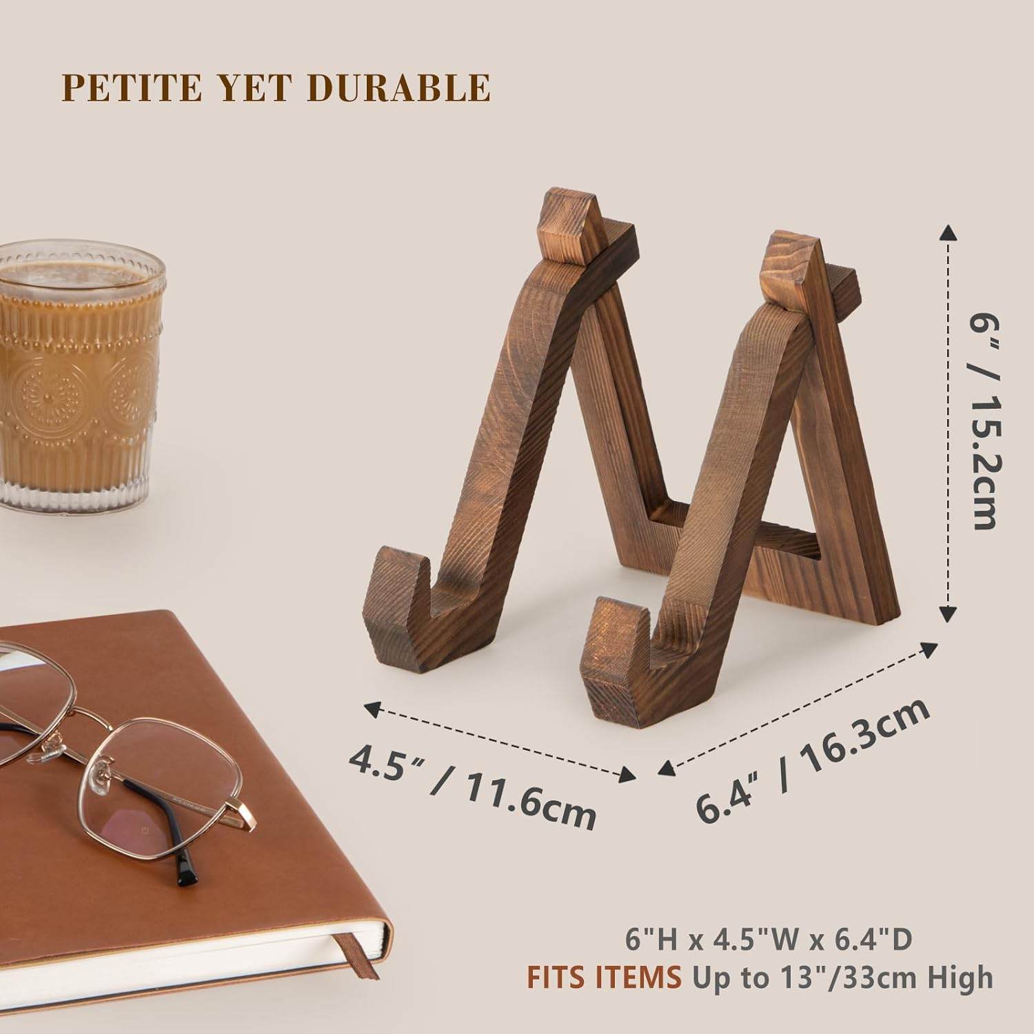 ANBOXIT Plate Display Stand, 3 Pack 6 Inch Plate Holder for Displaying, Decorative Picture Frame Dish Photo Plaque Platter Wood Stand image number 5