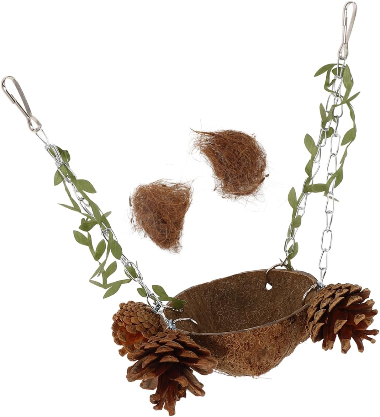 Toyvian Coconut Shell Nest Parrot Toy Bird Swing Bird Bed Decorative Birdcage Toy