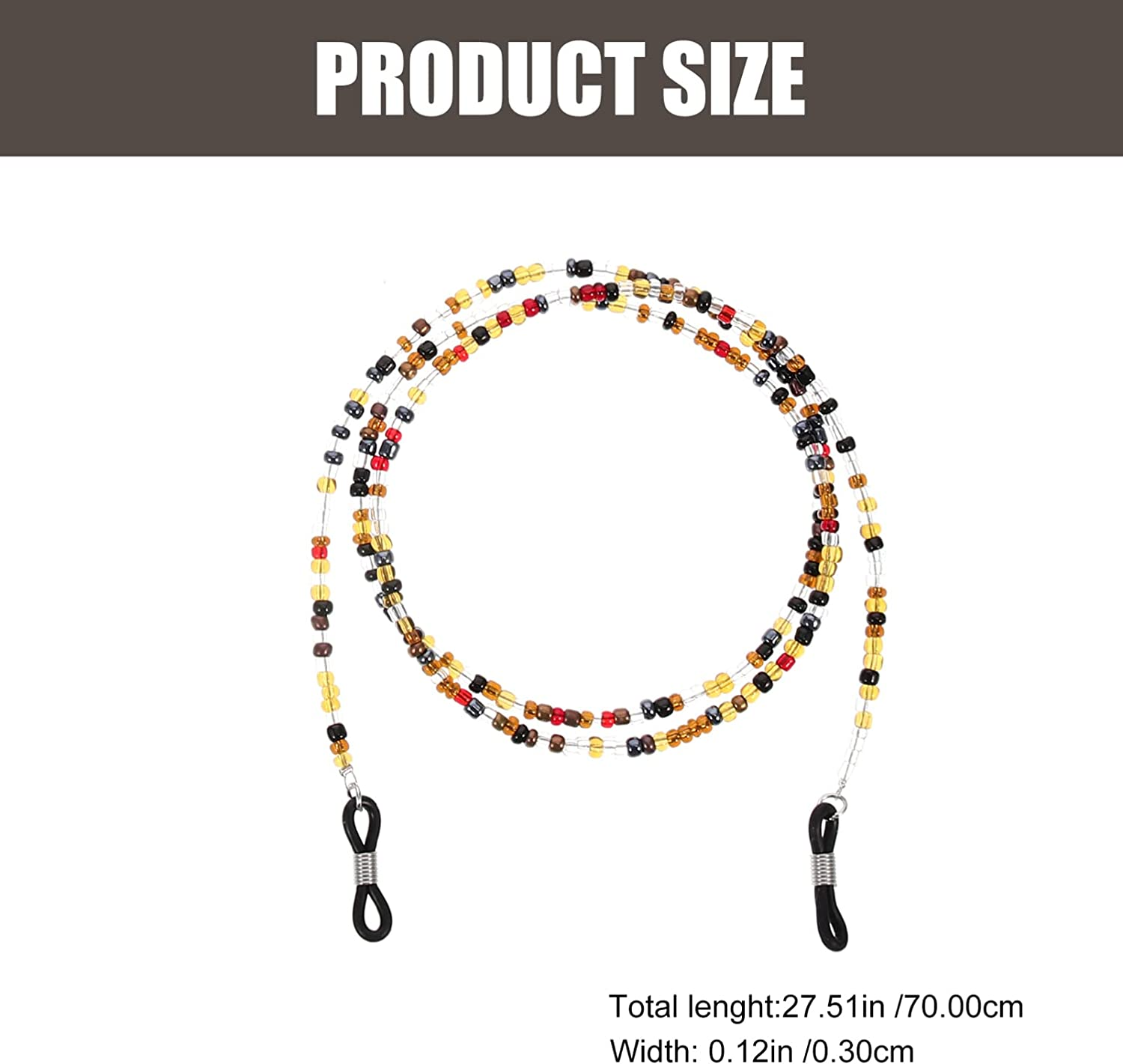 POPETPOP 3Pcs Beaded Eyeglass Chains Glasses Hanging Ropes Glasses String Holder Face Cover Neck Lanyard Sunglasses Chain Cord Eyewear Retainer Strap image number 5