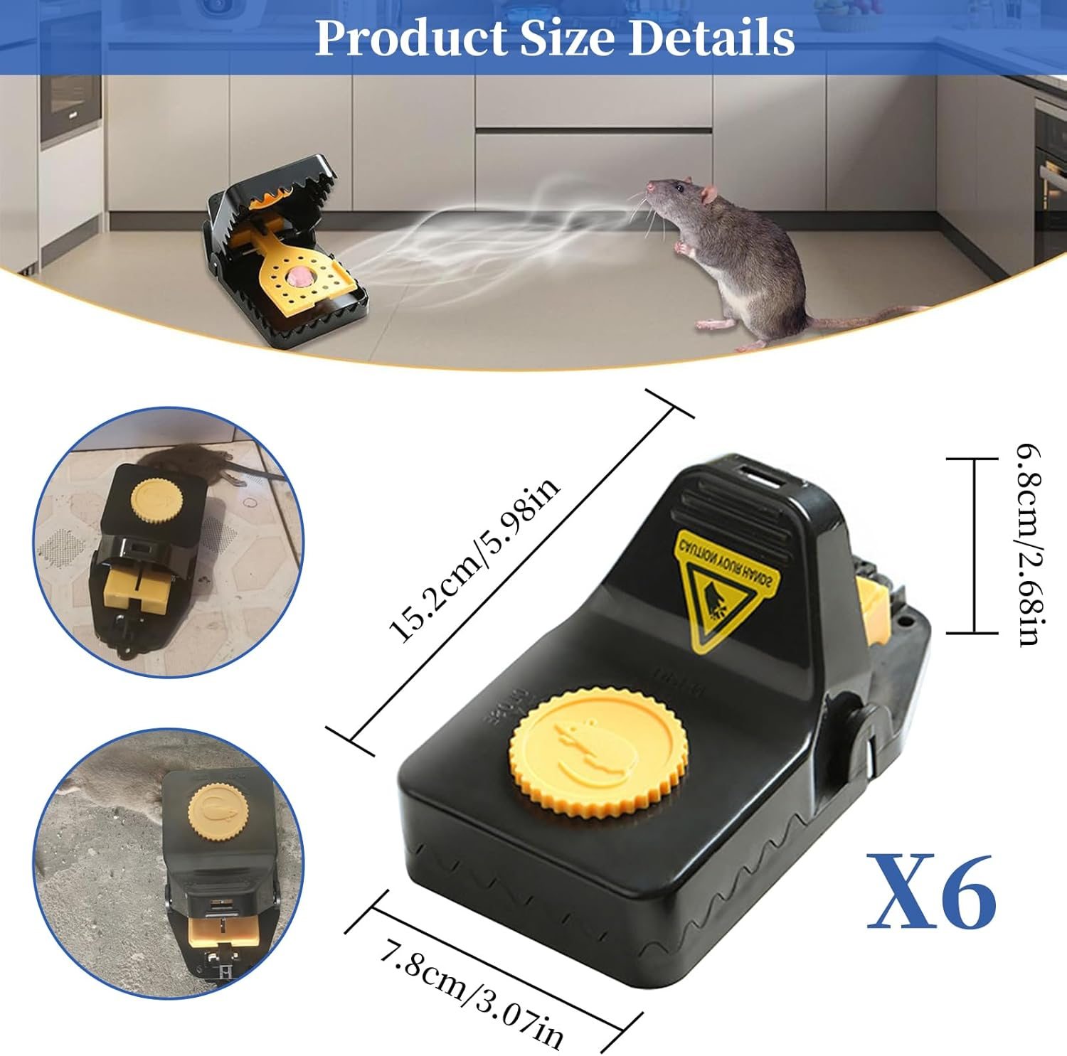 6 PCS Mouse Trap, Work Best Mice Traps for Small Mouse, Indoor-Outdoor Snap Trap Quick Effective Sanitary Safe, Quick Set up & Reusable Mouse Traps, Rat Trap for Rodent Mouse Mice (Large) image number 5