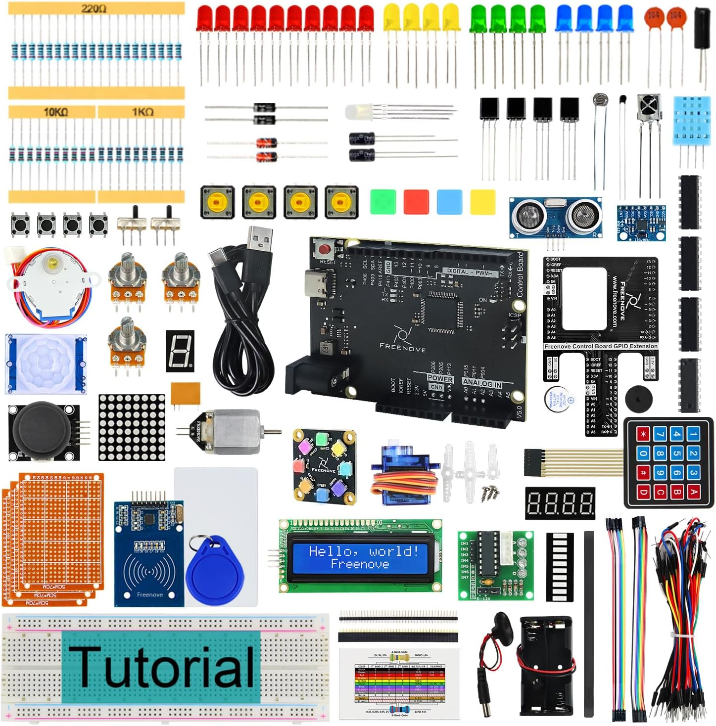 Freenove Ultimate Starter Kit with Board V5 Rev4 Wifi (Compatible with Arduino IDE), Arm Cortex-M4 Microcontroller, Onboard ESP32-S3, 399-Page Detailed Tutorial, 220 Items, 78 Projects