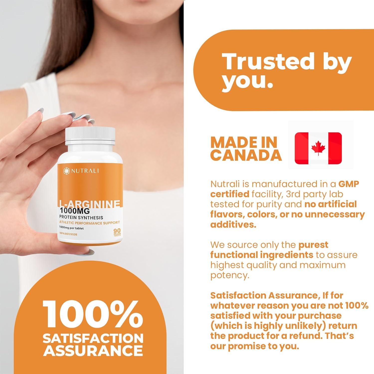 New 1000Mg HIGH STRENGTH L Arginine Tablets - Pure Arginine Powder, Powerful Nitric Oxide Supplement, Boost Protein and Creatine Synthesis, Stamina, Designed for Men Requiring Peak Performance and Endurance, Non-Gmo, Gluten-Free - 90 Vegan Tablets image number 6