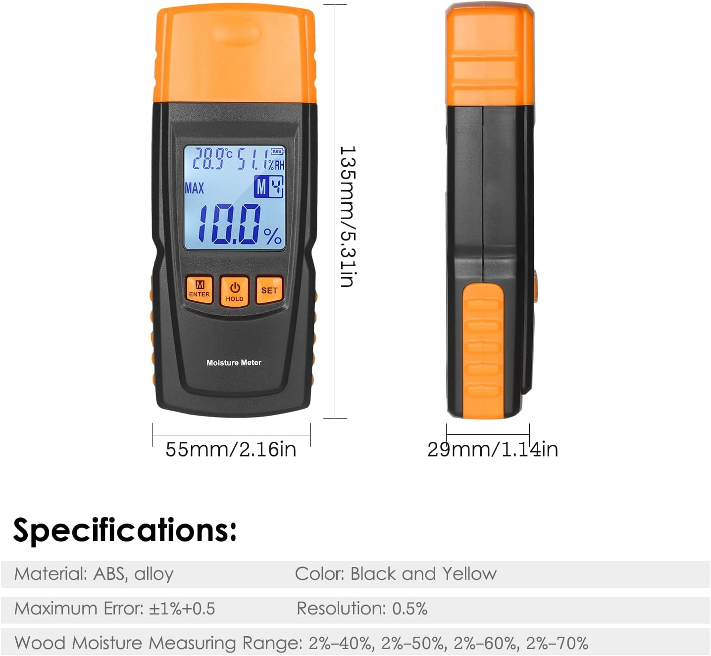 Viagasafamido Digital Wood Moisture Measuring Device, High-Precise Measurement of the Water Content, LCD Backlight, Wooden Floor Moisture Tester GM610, No Battery Shipping image number 1