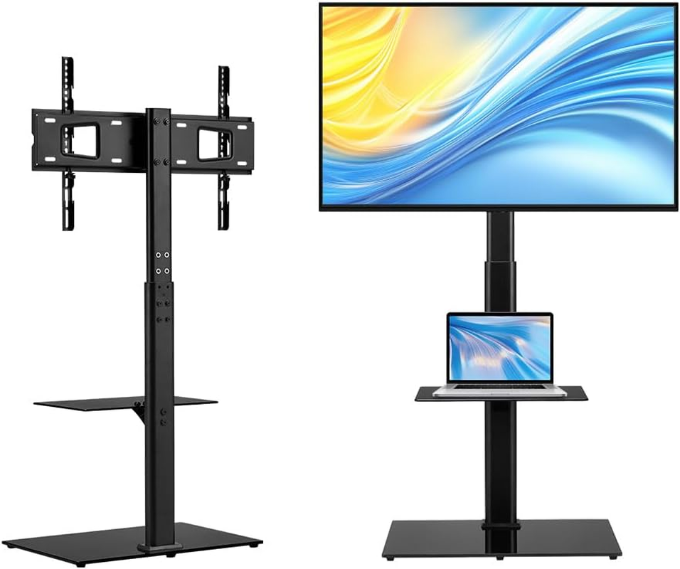 ZUNI Universal TV Stand with Laptop Shelf, Floor TV Stand for 32-65 Inch LCD LED OLED Tvs up to 40Kg, 50 Degree Swivel Height Adjustable for Bedroom, Dorm Room, Office, Max VESA 600X400 image number 6