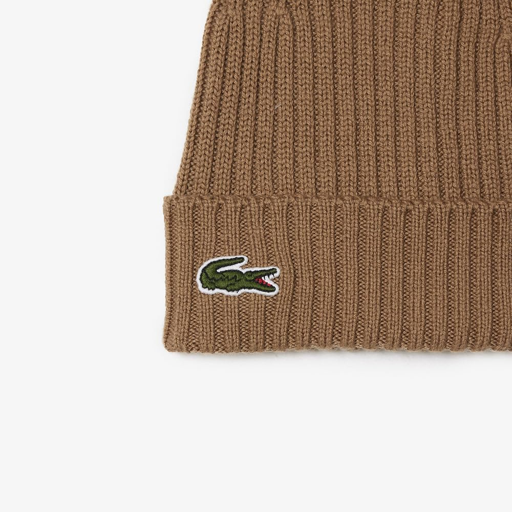 Lacoste Essentials Ribbed Wool Beanie Cookie image number 1