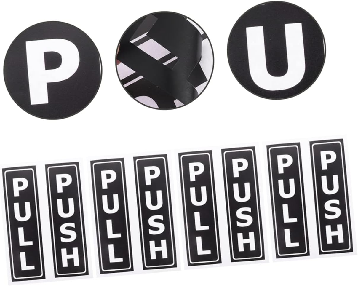 Holibanna 8Pcs Push Pull Sign Stickers PVC Door Decals for Office Store Adhesive Pull Push Door Decals for Doors Easy to Use and Share for Employee Visitor Guidance