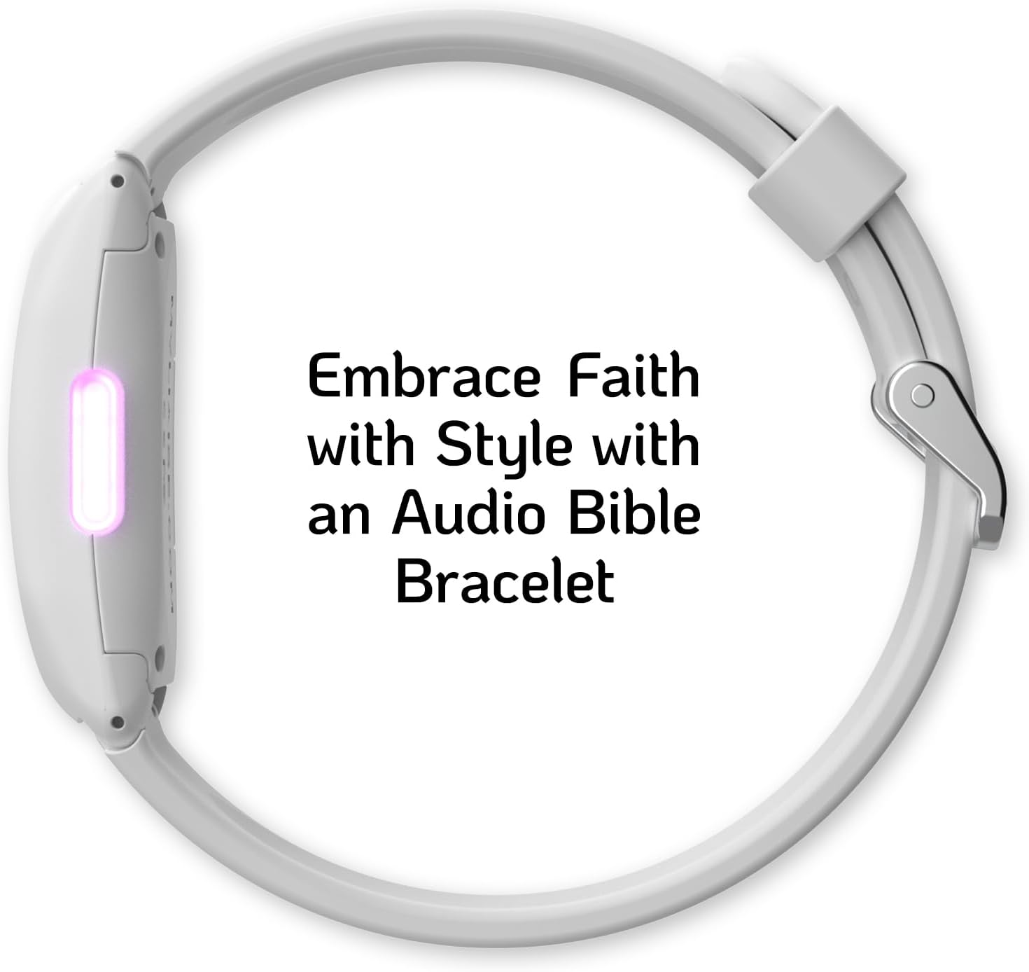 LIAISE Wearable Audio Wristband, WWJD Bracelet and Audio Bible, 300+ NIV Verses, Jesus Bracelet Speaker, Christian Wristband for Men and Women (White) image number 1