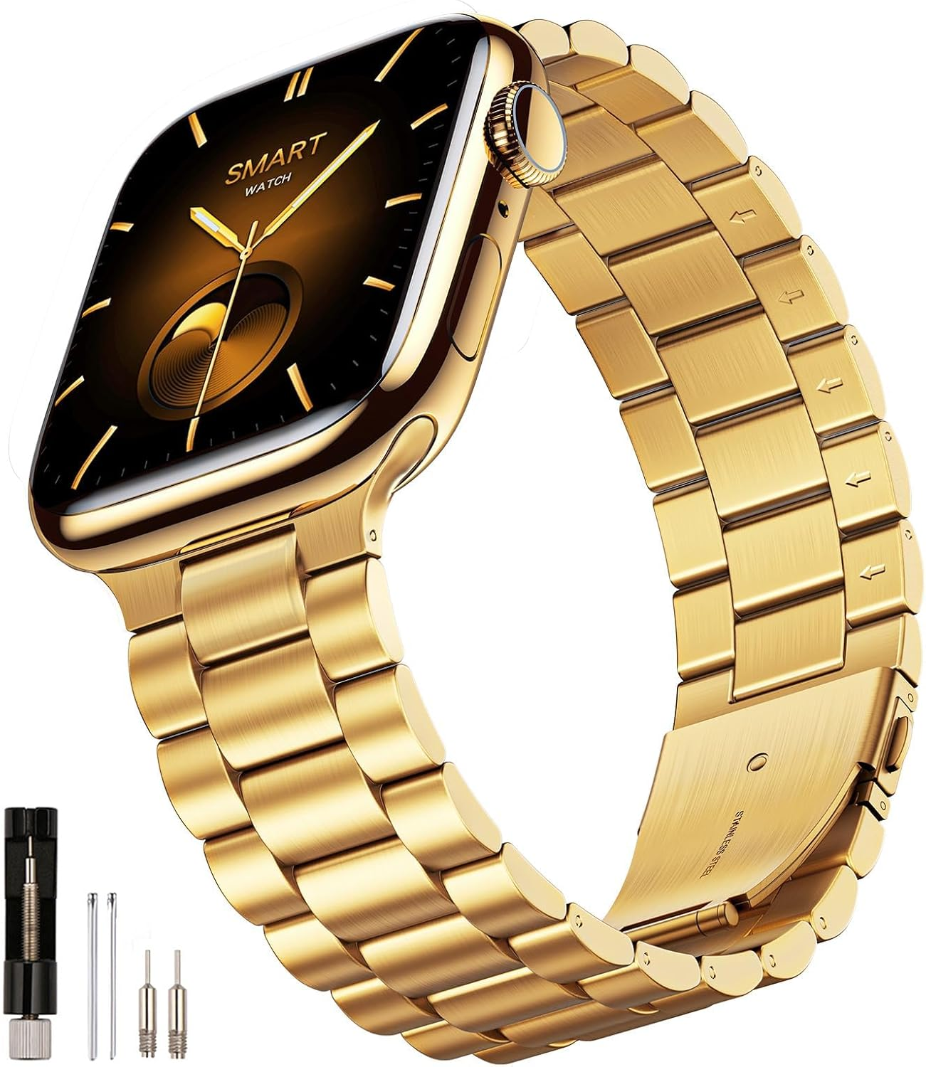 Compatible with Apple Watch Band 49Mm 46Mm 45Mm 44Mm 42Mm 41Mm 40Mm 38Mm for Men Women, Stainless Steel Metal Iwatch Band for Apple Watch Series 11 10 9 8 7 6 5 4 3 2 1 SE SE2 SE3 Ultra 3 2 1