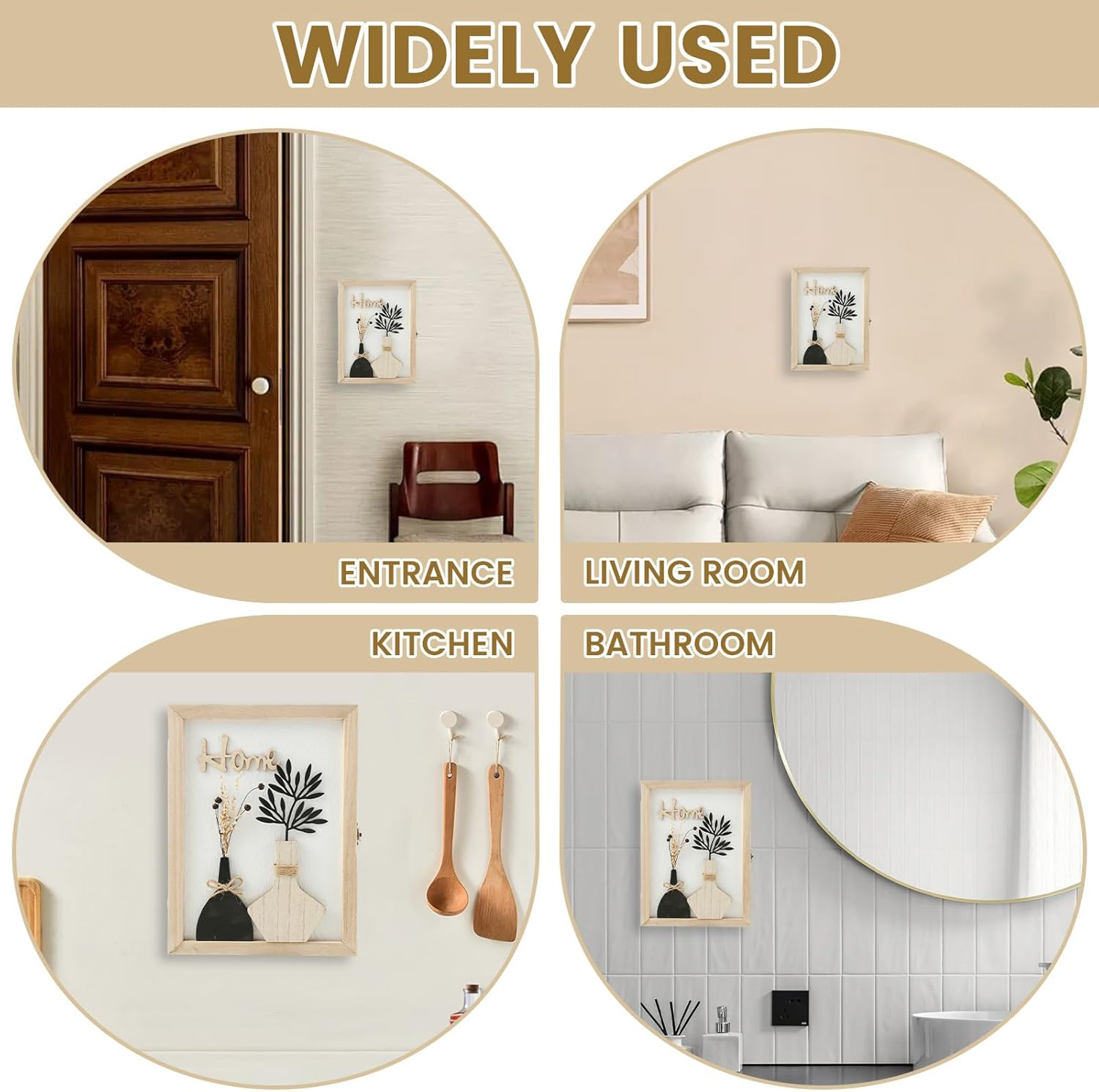 Wooden Key Box, Key Holder Wall Mount Decorative Wooden Key Cabinet Holder with 6 Hooks Rustic Access Card Hanger Organizer for Home Entryway Hallway (Beige A) image number 3