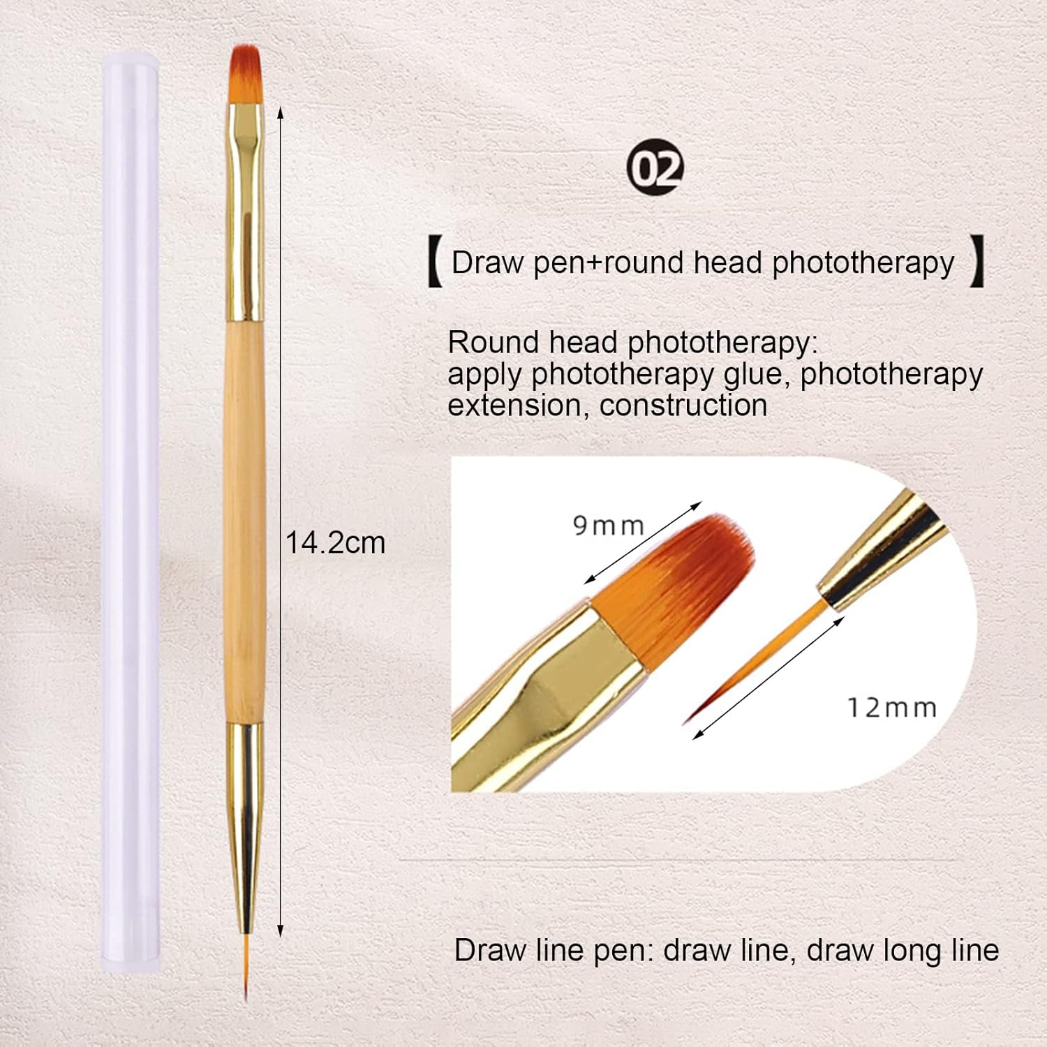 Lacymc Nail Brushes, 3 Pieces Fine Nail Brushes for Nail Art Decoration, 2 in 1 Nail Polish Brush Set for Applying UV Gel, Decorating Acrylic False Nails, Yellow image number 6