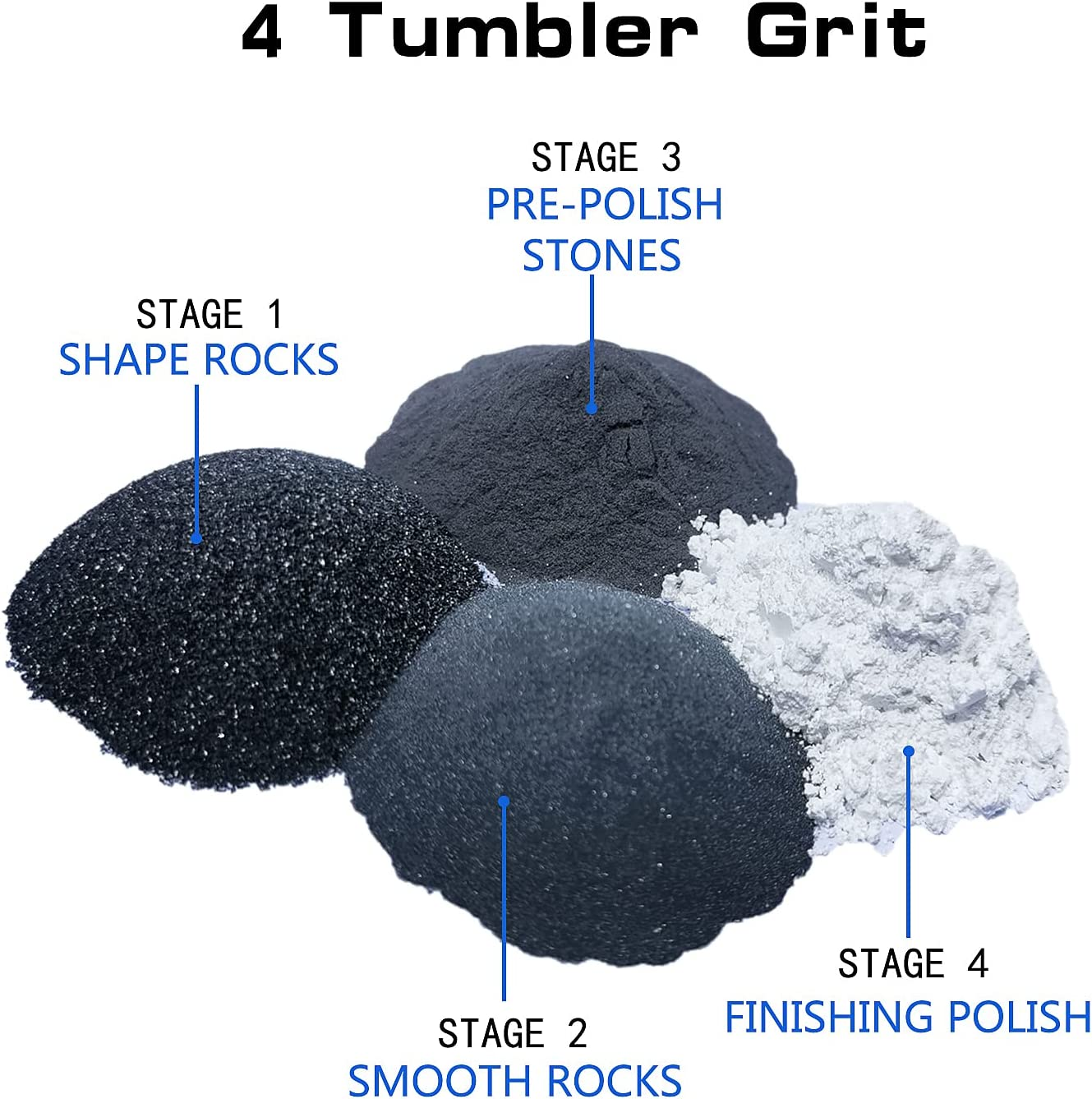 Rock Tumbler Grit Kit- 4 Steps Grit with 5Mm Columnar Tumbling Ceramic Filler Media Non-Abrasive for Tumbling Stones Compatible with Any Brand Tumbler Stone Polisher image number 4