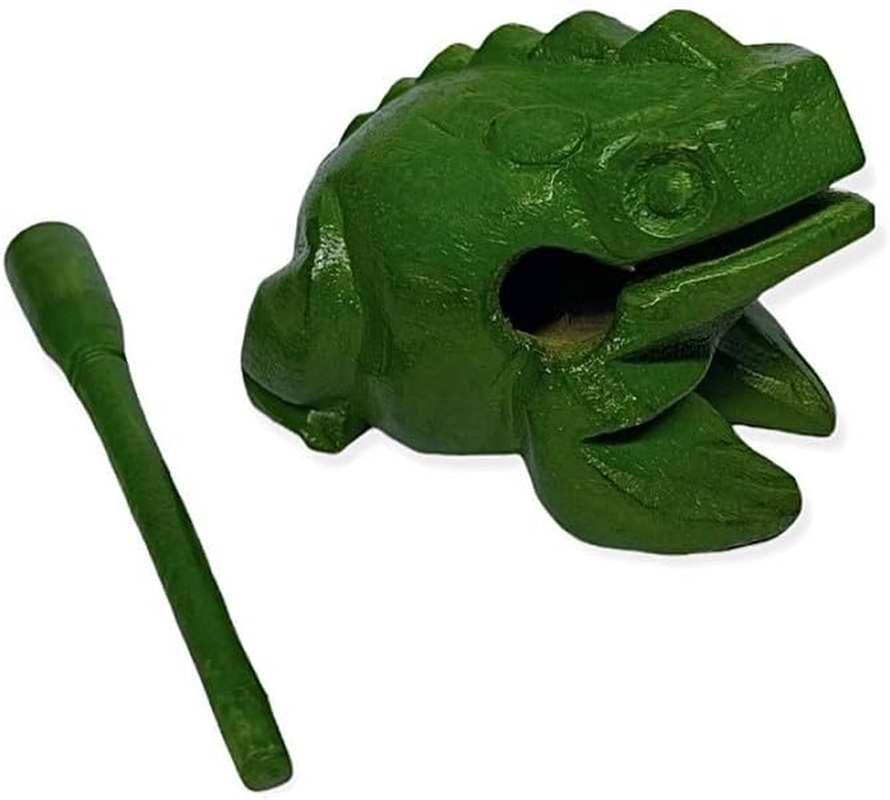 Percussion Instruments Wooden Frog 3 Piece Set - 4 Inch, 3 Inch, 2.75 Inch Musical Instrument (Black/Green/Brown) - Brown image number 7