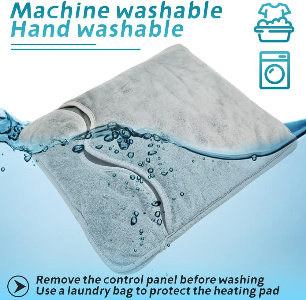 IODOO Double Sided Heating Electric Foot Warmer, Auto Shut off - Washable Electric Feet with 6 Heat Levels 4 Timers, Warmer Fast Heating Pad Cushion for Foot, Back and Full Body for Women Men(Grey)，40X40