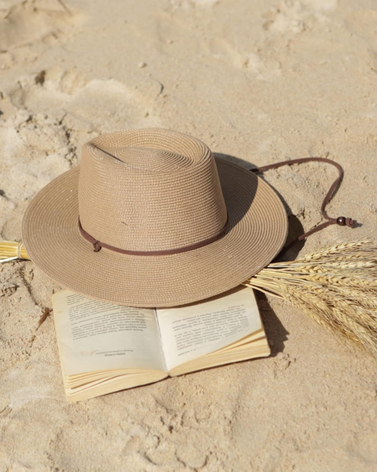 FURTALK Womens Sun Hat Summer Straw Beach Hats UPF 80+ Wide Brim Panama Fedora Hats with Wind Lanyard image number 2