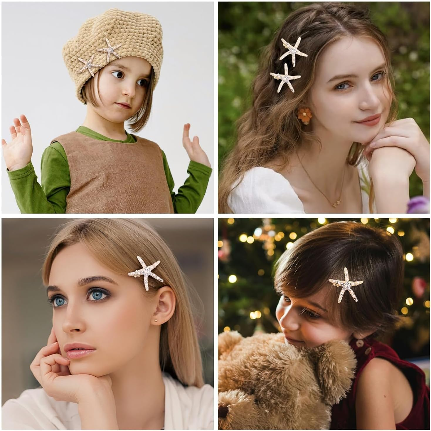 Yeenano Starfish Hair Clips,4 Pcs Pearl Starfish Rhinestones Hair Clips Starfish Pearl No Slip Mermaid Accessories Hairs Barrettes for Girl Woman Hairs Accessories Bridal Decoration Beach image number 5