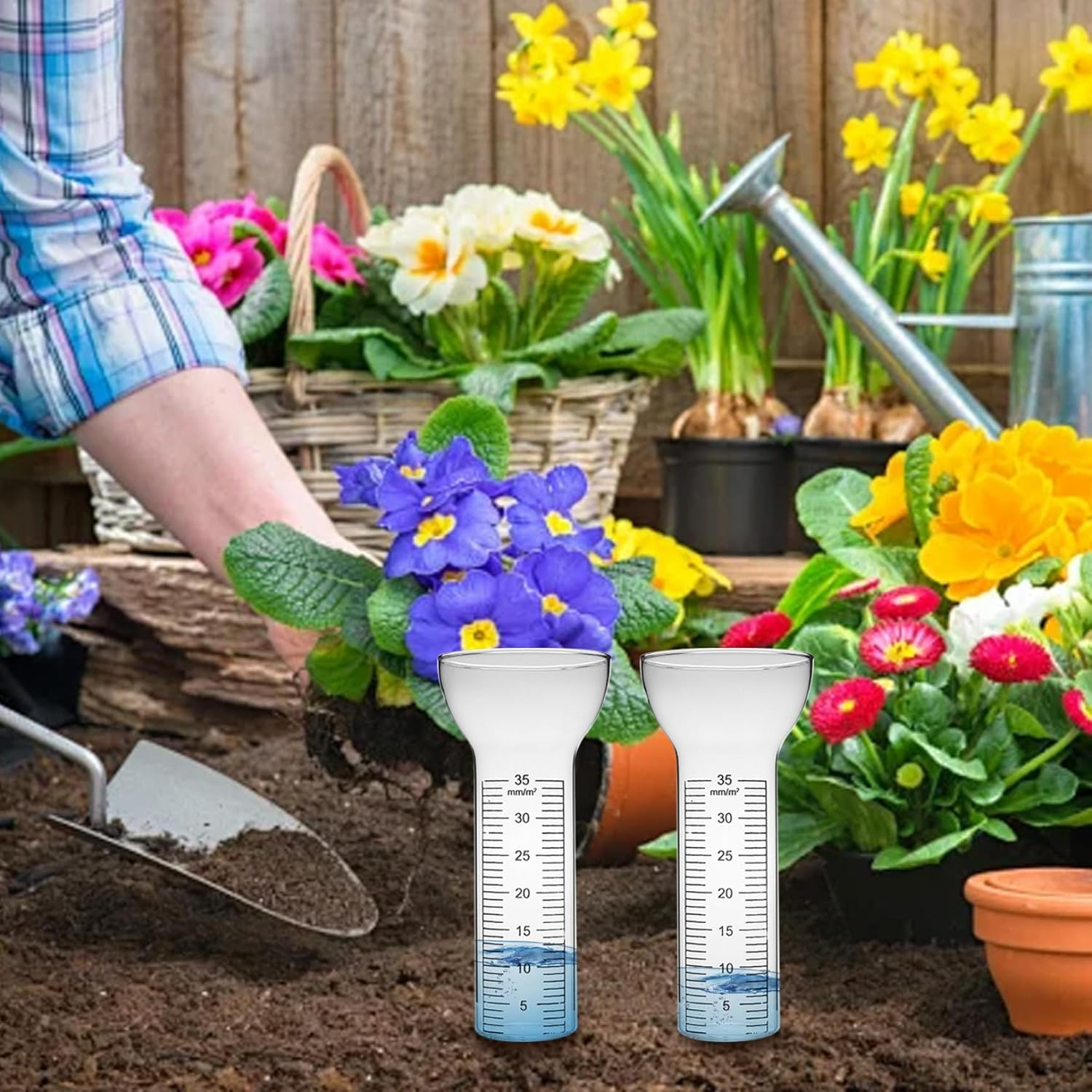 Rain Gauge Replacement Tube 2Pcs Freeze Proof Glass Rain Gauge Tube with Clear Marks Funnel-Shaped Open Rain Gauges for Yard Garden Water Gauge for Garden