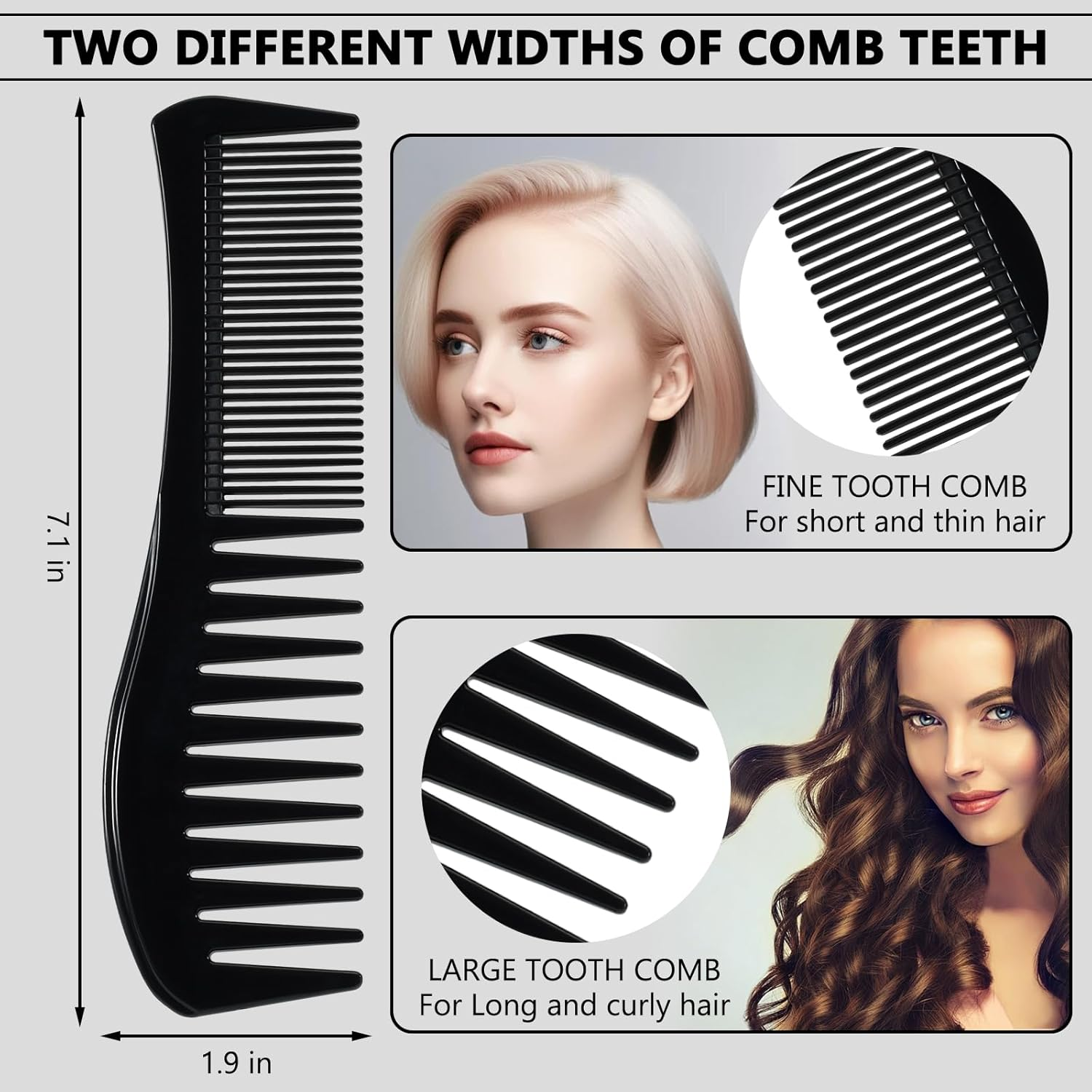 Detangling Hair Comb for Women Double Tooth Hair Comb with Wide and Fine Teeth Shower Combs for Wet Curly Hair Style Hair Care Comb Barber Comb for Thin Thick Curly Straight Hair for Women Men