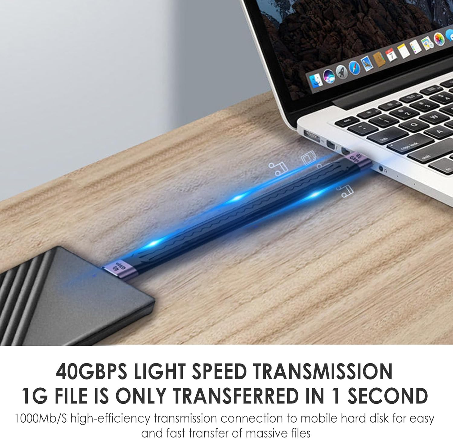 Short USB C Cable 100W - 3.1 Gen 2 USB C to USB C, 40Gbps Data Transfer | PD Fast Charging Cable, Soft Flexible FPC Material, 4K Video Output, Flat Black for Seamless Device Connections image number 2