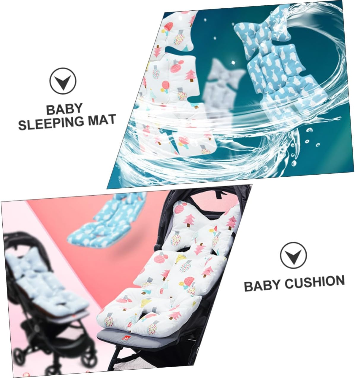 Breathable Cotton Stroller Cushion Large Seat Pad with Head and Body Protector for Pram and Dining Chair Liner Soft Comfortable Skin-Friendly Mat for All-Season Use image number 5