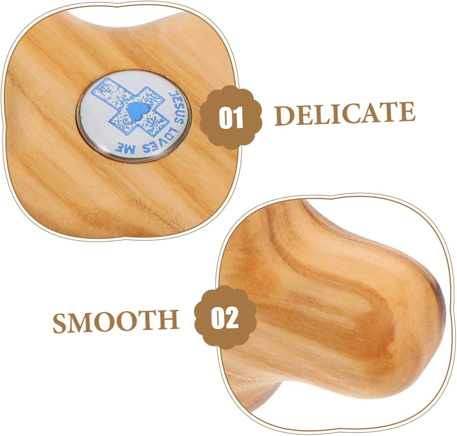 UTHCLO Handheld Olive Wood Cross for Baptism Pocket Prayer Crucifix for First Communion and Confirmation Unique Religious Keepsake for Christian Ceremonies image number 3