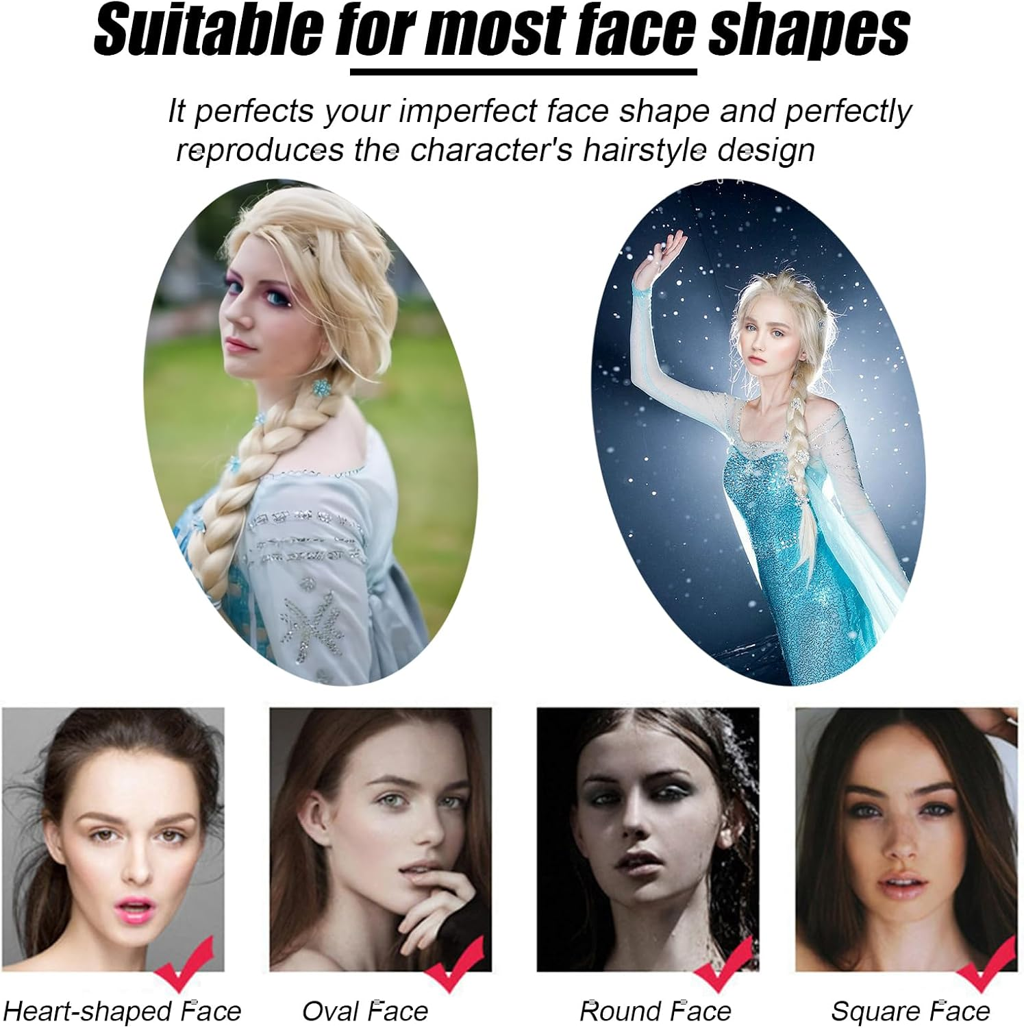 Elsa Wig Womens or Girls Long Braid Blonde Wig Adult Cosplay Halloween Costume Fancy Dress Wig image number 5