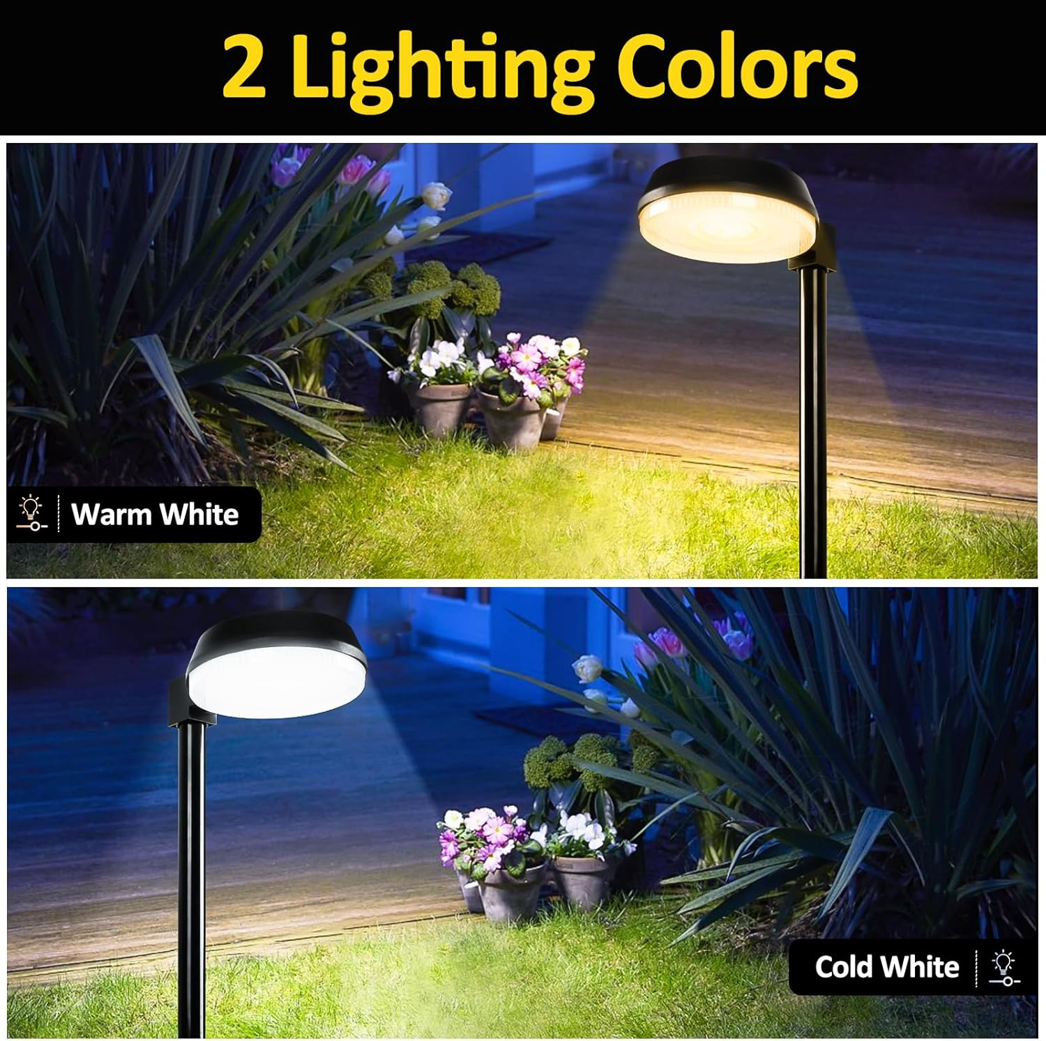 Super Bright Solar Pathway Lights Outdoor 200LM 2 Pack, 31.5 Inch Solar Light LED Landscape Lighting Waterproof Decorative for Garden Ground Lawn Yard Walkway image number 4