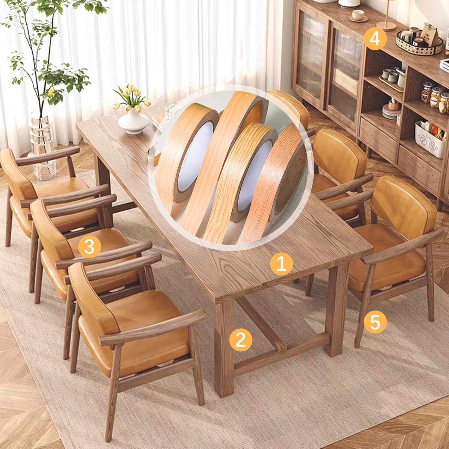 Edging Tape,Veneer Furniture Edging Strip,Self-Adhesive Edge Banding,Wood Veneer Trim for Tables,Chairs,Panels Renovation（10Meters #4） image number 4