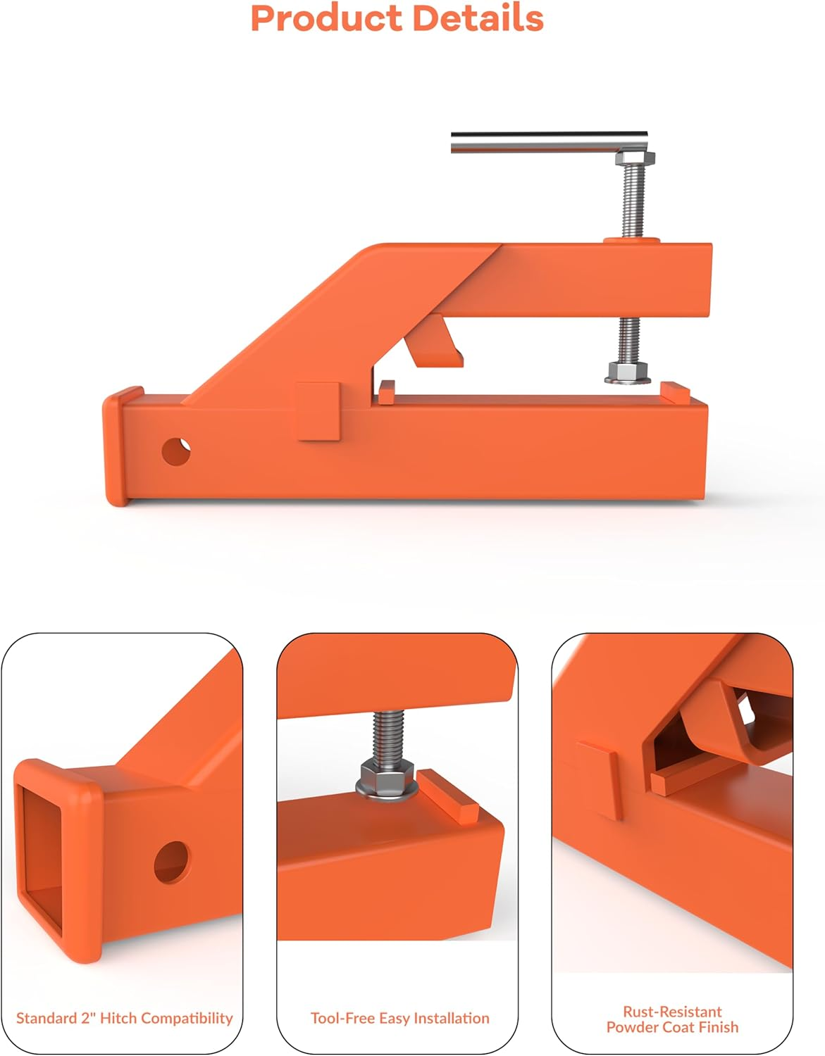 KYBOLT 2" Clamp on Trailer Hitch Receiver for Tractor Bucket Ball Mount Adapter Compatible with Deere Bobcat image number 2