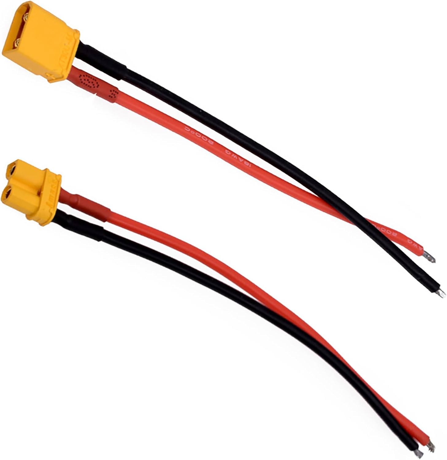 Tunghey 2Pack 20AWG XT30 Pigtails XT30 Connector with Wire 150Mm Silicon Wire XT 30 Plug Male and Female Connector for RC Lipo Battery FPV Racing Drone image number 1