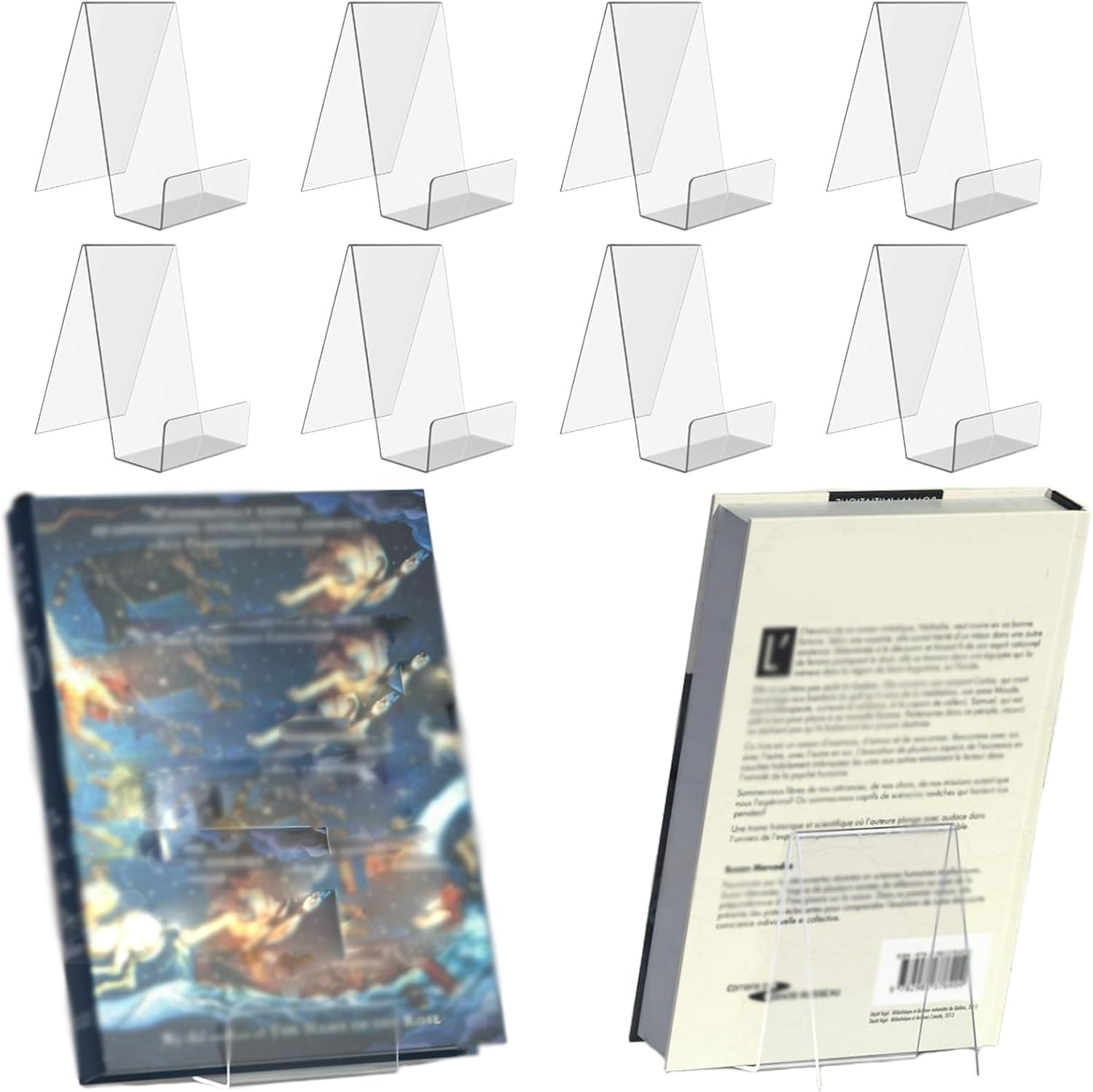 10-Pack Clear Acrylic Display Stands for Tablet, Cd, Photo Album, Brochure Holder, Desktop Easel, Book, Card, Library, Store Shelf, Office and Home - Durable Multipurpose Desktop Organizer image number 4