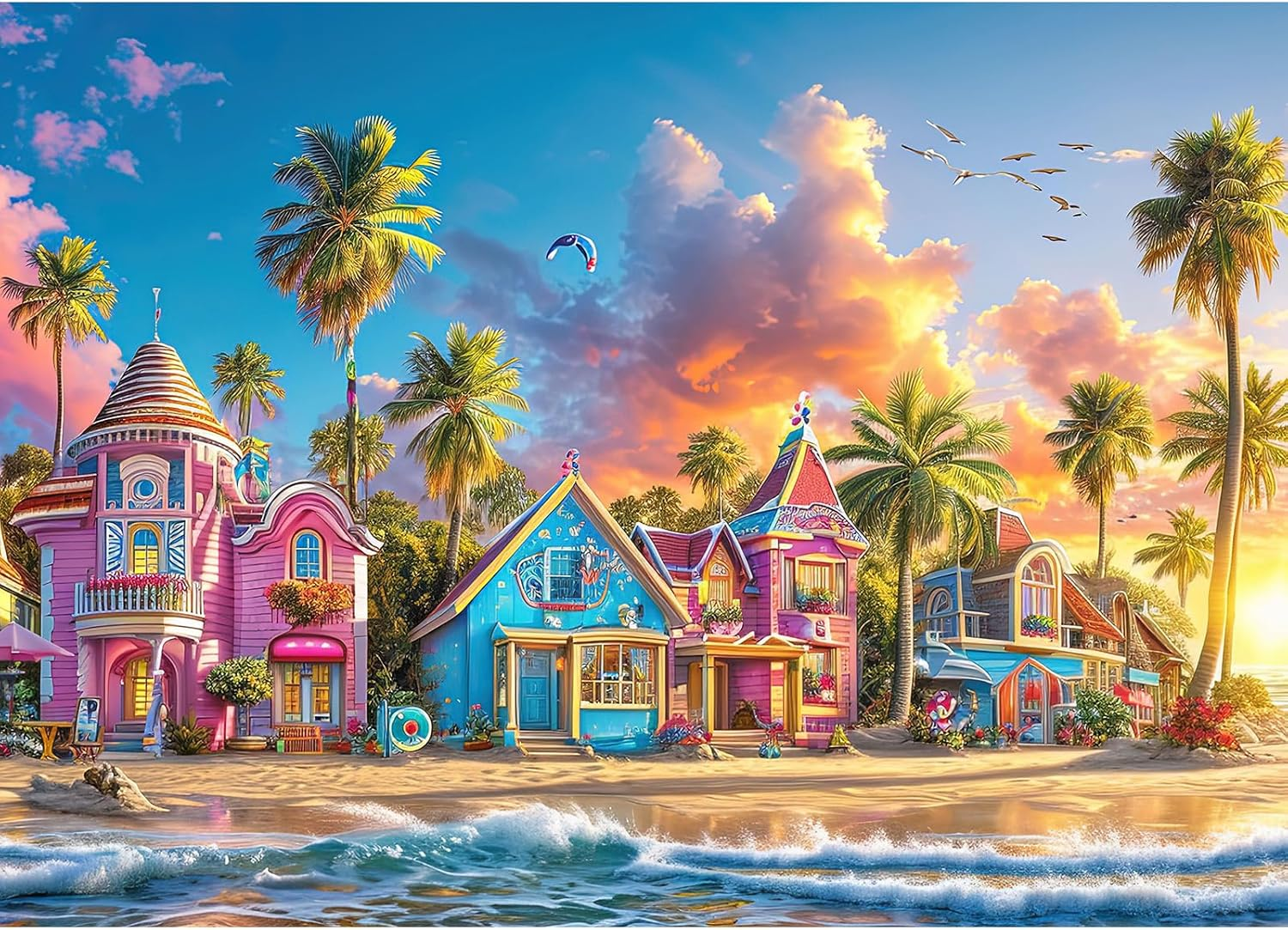 HUADADA Jigsaw Puzzles for Adults 1000 Pieces Jigsaw Puzzle for Adults Interesting Toys Brain Teaser Jigsaw Puzzles Birthday Graduation Gifts, Impossible Puzzle, Challenging Game - Colorful Harbour