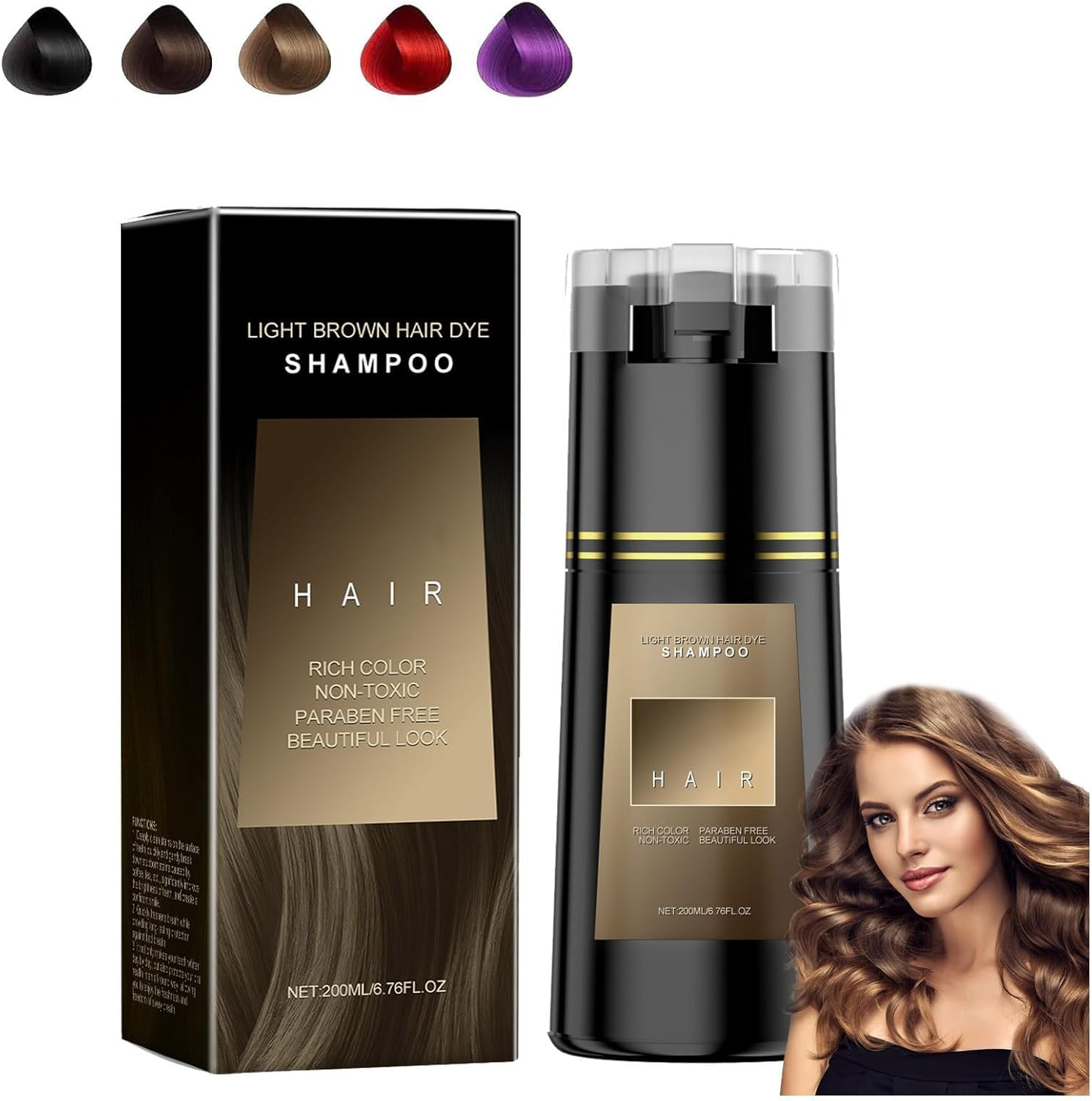 Polar-Hair Dye Shampoo, Natural Instant Dye Shampoo, Novahair Color Restoring Shampoo, Hair Color Shampoo for Gray Hair Coverage and Beard, Quick, Easy, Long Lasting, Safe (Dark Brown)