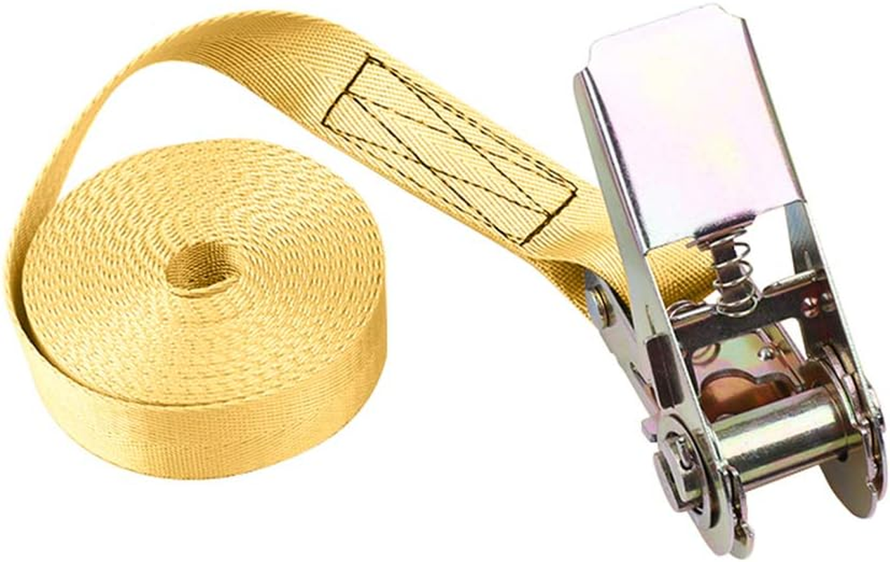 25Mm*7M Ratchet Tie down Strap with Metal Buckle Heavy Duty Tensioning Belt 800KG Yellow image number 3