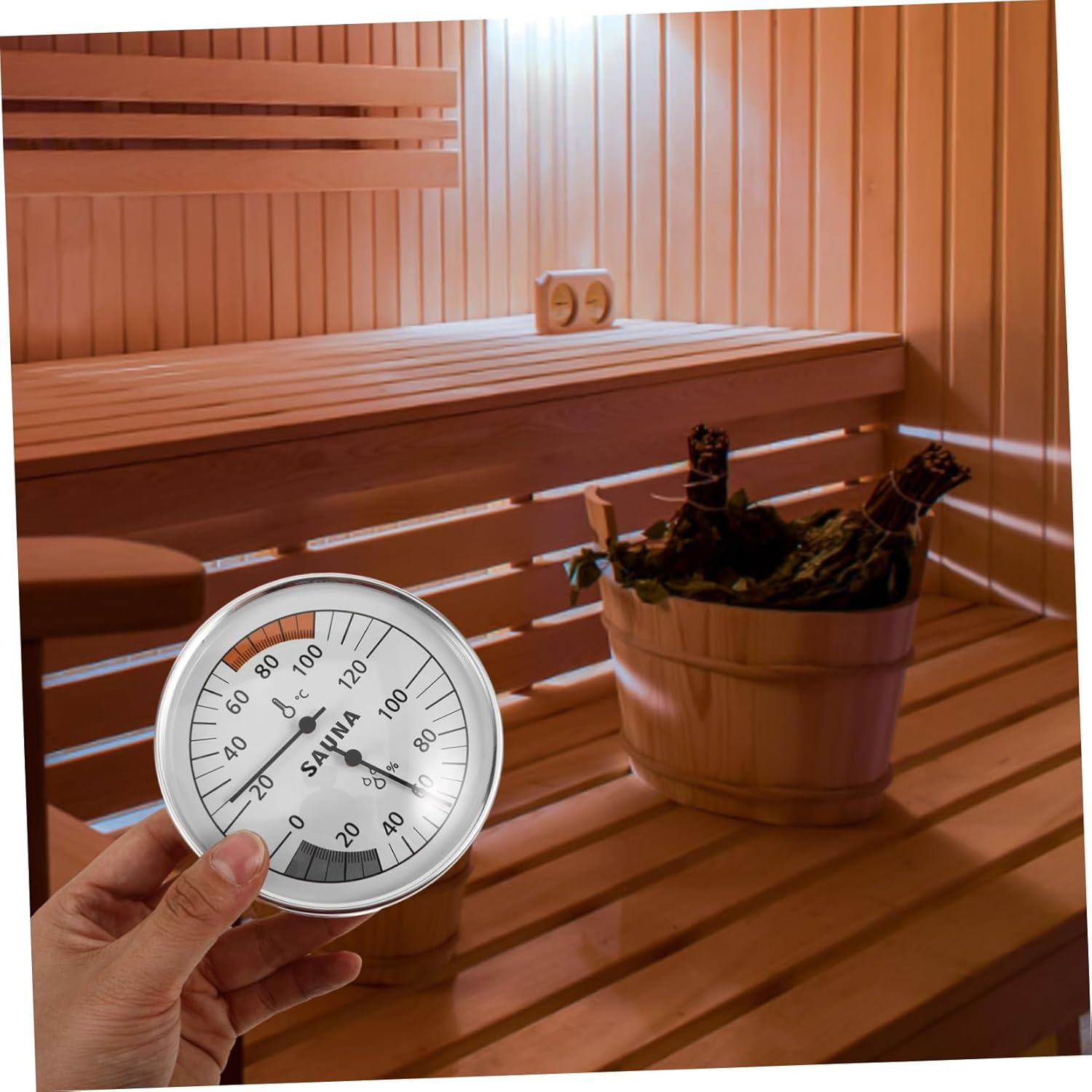 Sauna Hygrothermograph Temperature Humidity Measurer Indoor Sauna Room Thermometer Hygrometer Wall-Mounted Simple Measuring Tool image number 5