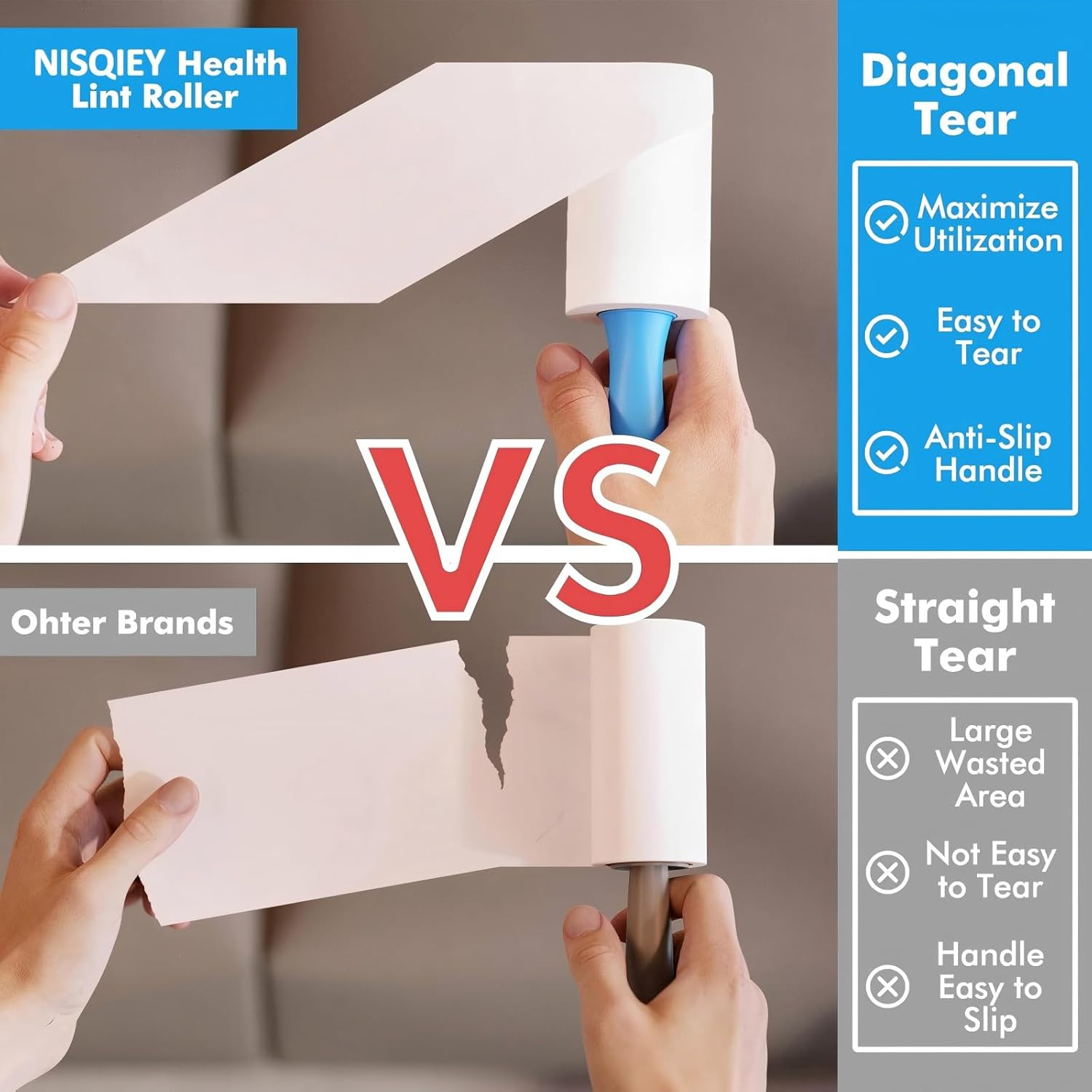 Lint Rollers for Pet Hair, Extra Sticky Roller 800 Sheets, Lint Remover for Couch, Clothes Furniture and Carpet Dog Hair Remover Cat Hair, Animal Fur, Fuzz. 8 Large Rollers + 2 Reusable Handles image number 1