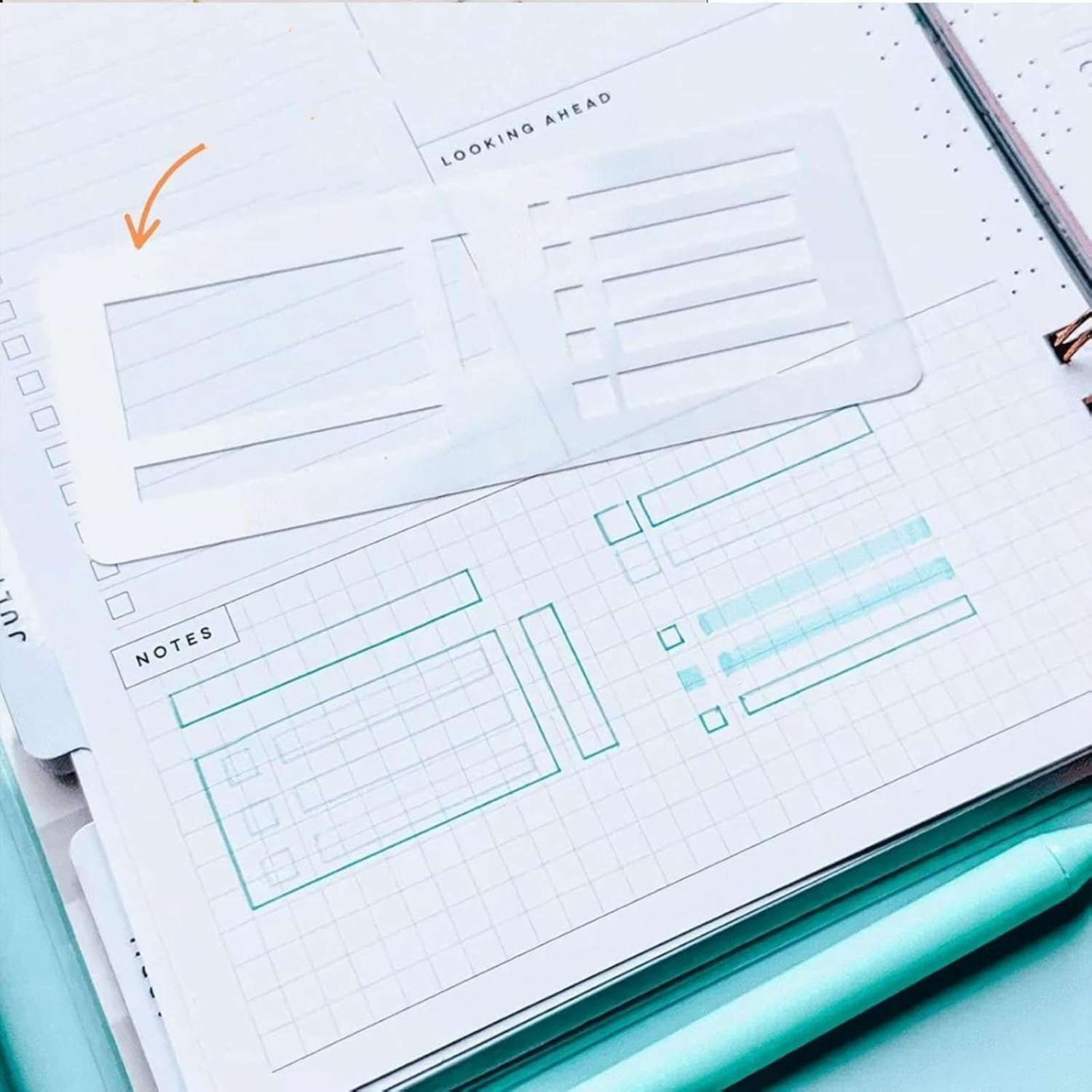 Handmade Flexible Record Template, Planner Stencils Handmade Flexible Record Template, 3-Pack Bulletjournal Stencils, Versatile Drawing Templatekit for Drawing Rectangle Checkboxes (A) - 3 Set image number 2