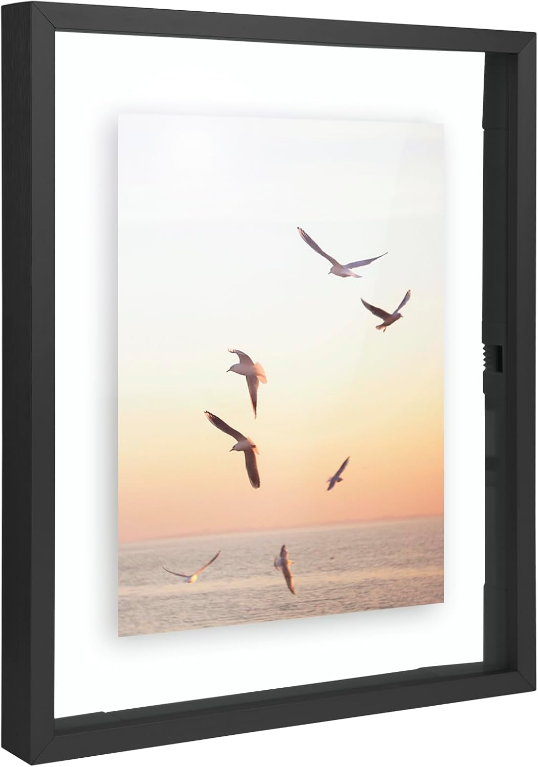 Frametory, Floating Picture Frame 8X10 - Black Aluminum Metal Photo Frame - Real Glass of Front - for Wall Mount Displays image number 3