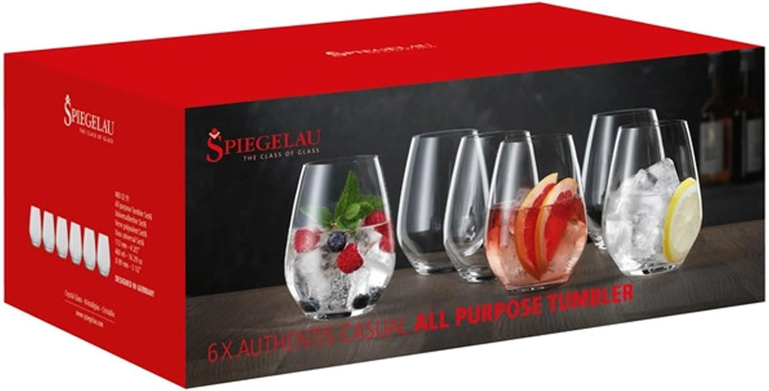 Spiegelau Authentis Casual All Purpose Tumbler, Clear &ndash; Versatile Crystal Glass for Wine, Cocktails & Beverages &ndash; Machine-Made Elegant Barware, Dishwasher Safe &ndash; 460 Ml Capacity (Pack of 6)